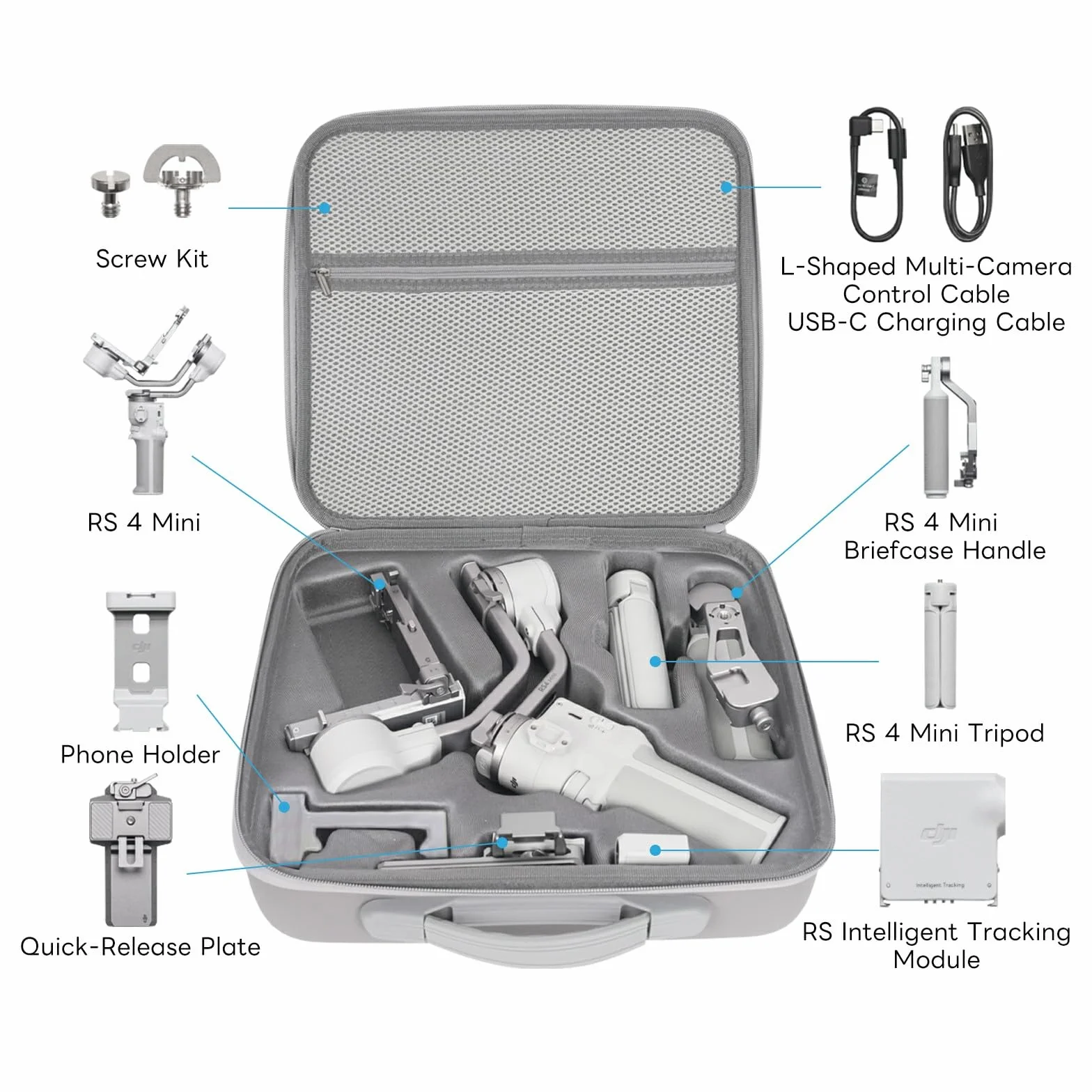 Futerał do DJI RS 4 Mini i RS 3 Mini, ochronna torba do przechowywania akcesoriów do stabilizatora ręcznego DJI Ronin, szary, Middle, Klasyczny