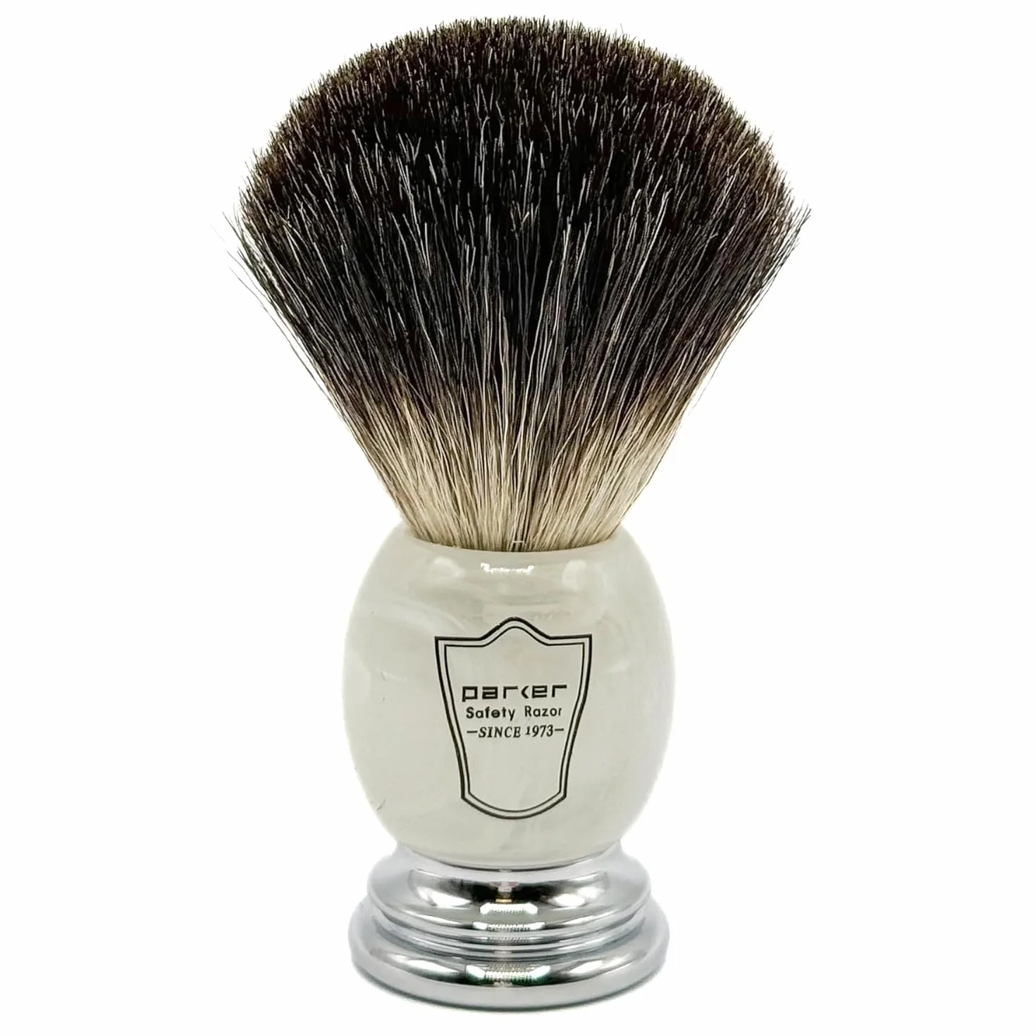 Parker Safety Razor 100% czarny borsuk włosie szczotka do golenia z marmurowym uchwytem - stojak na szczotkę w zestawie