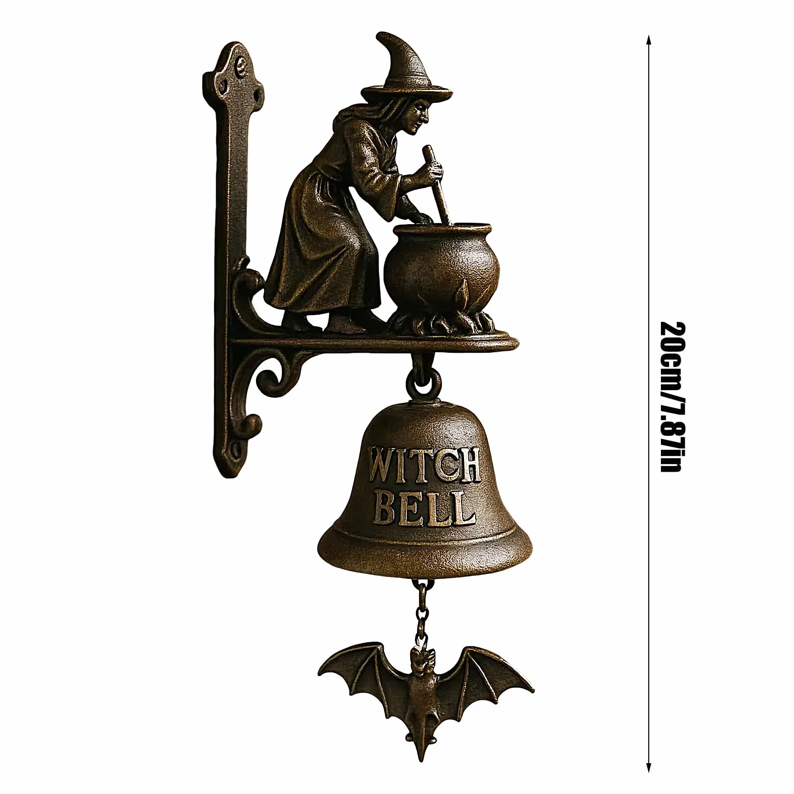 Shopkeepers Bell Decorative Doorbell Witch Dachshund Design Manual Ring Hangable Outdoor Wall Porch Cottage Style Entry Bell 7.87in