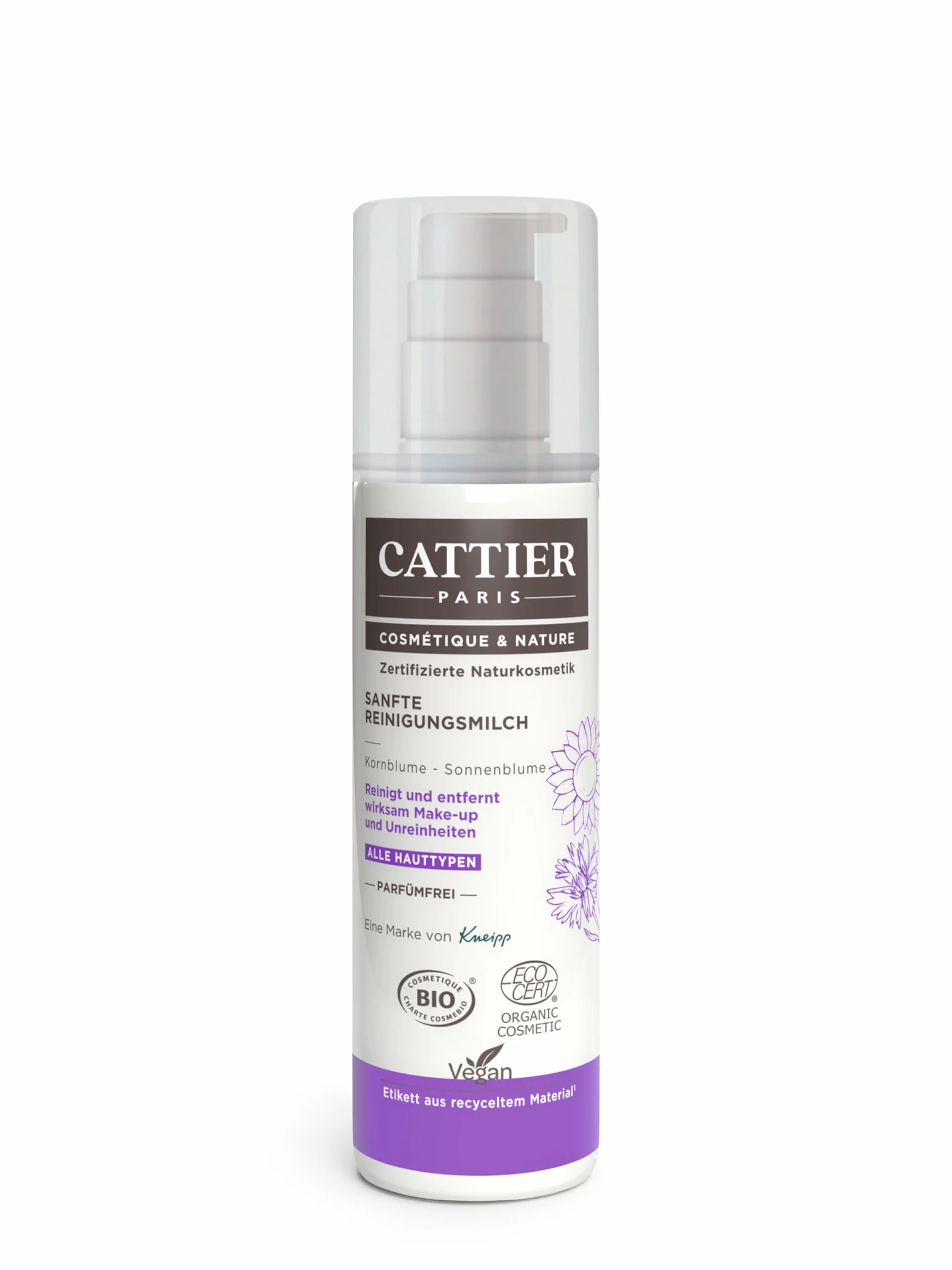 CATTIER PARIS delikatne mleczko czyszczące – nie zawiera perfum – certyfikowane naturalne kosmetyki – 200 ml