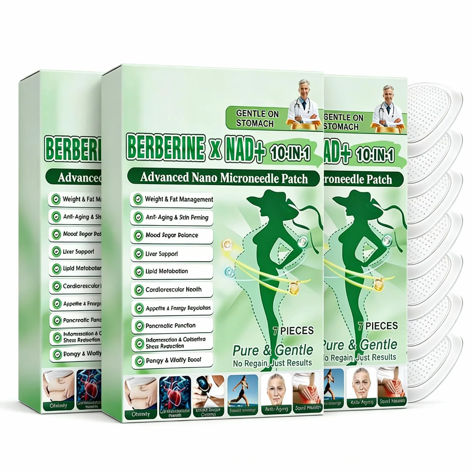 Moringa X Berberin plastry z mikroigłami, 3 pudełka Moringa X Berberin, plastry Luxarise, Moringa i berberyna, delikatne plastry odchudzające, do pielęgnacji ciała