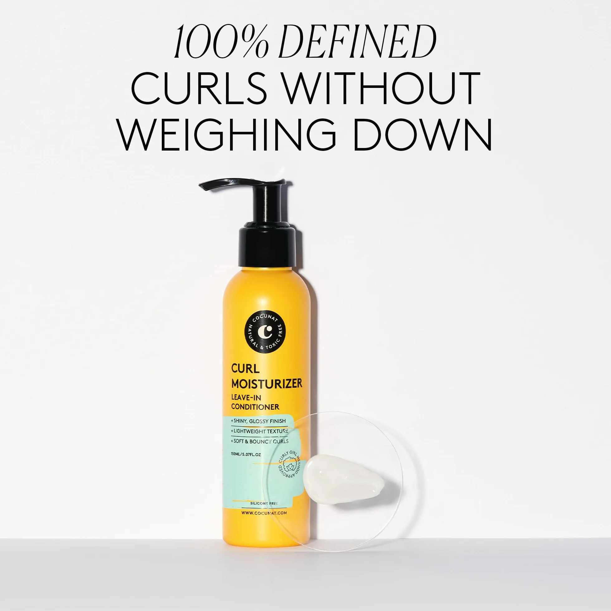 COCUNAT - Curl Moisturizer Leave-in - Detangles, Defines and Moisturises Curls - Flexible, Shiny and Smooth Curl - Maximum Moisturisation - Curly Method - Styling Cream - Eliminates Frizz - 150 ml
