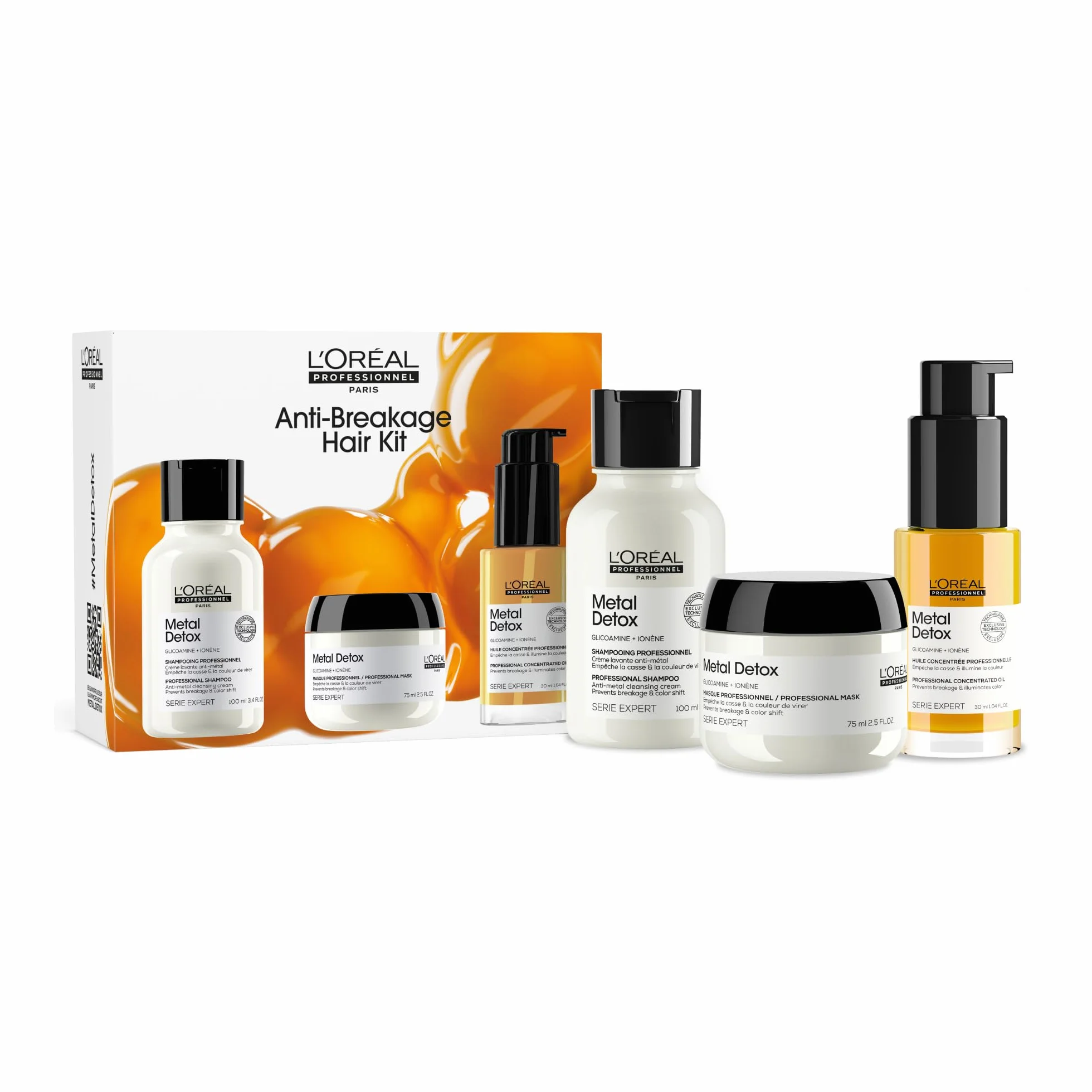 L'Oreal Professionnel, skrzynia Trio Minis Metal Detox, rutynowa do wszystkich rodzajów włosów, trwały i błyszczący kolor, mocniejsze włosy, seria ekspertów