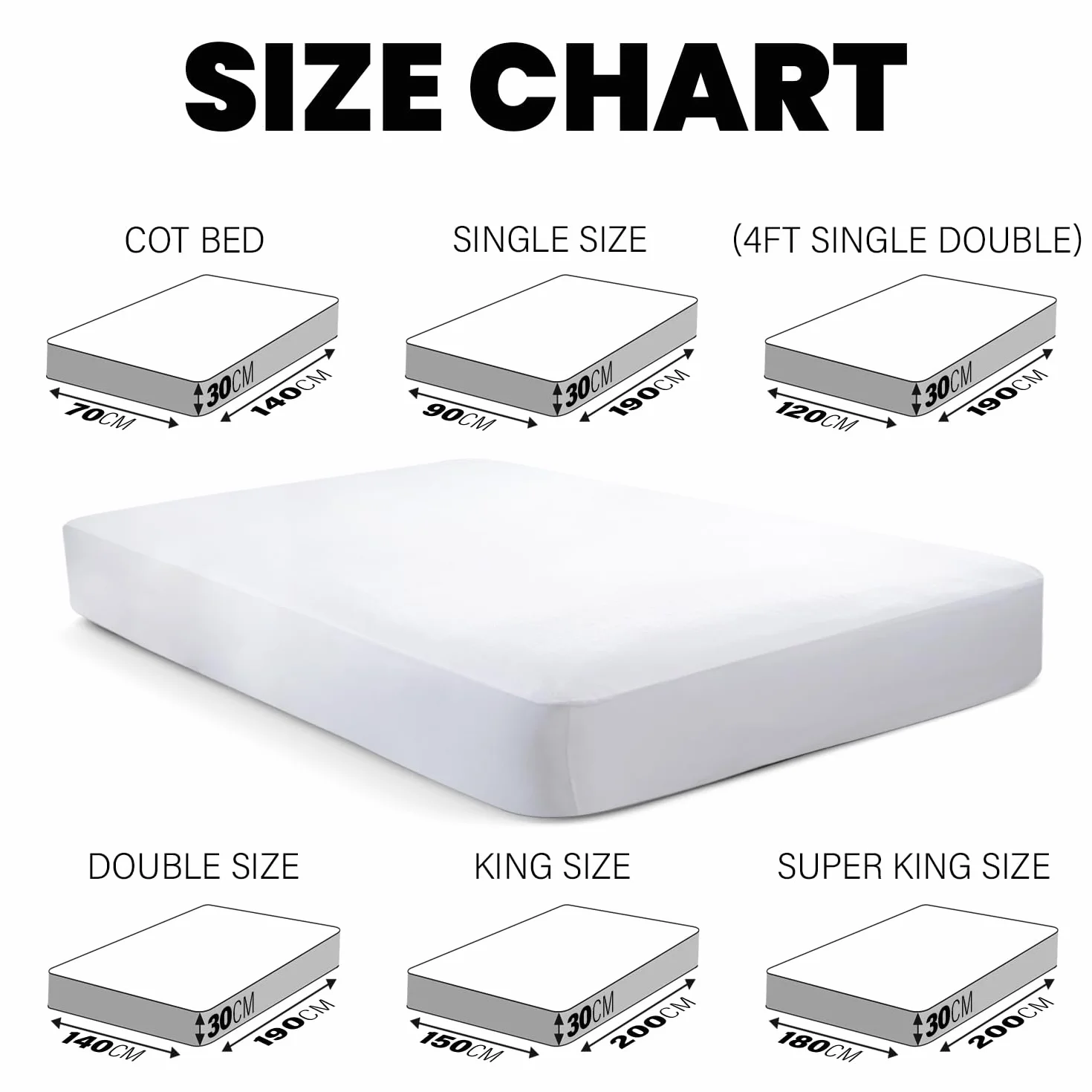 Ochraniacz na materac frotte wodoodporny antyalergiczny podwójny 140x190+30 cm biały