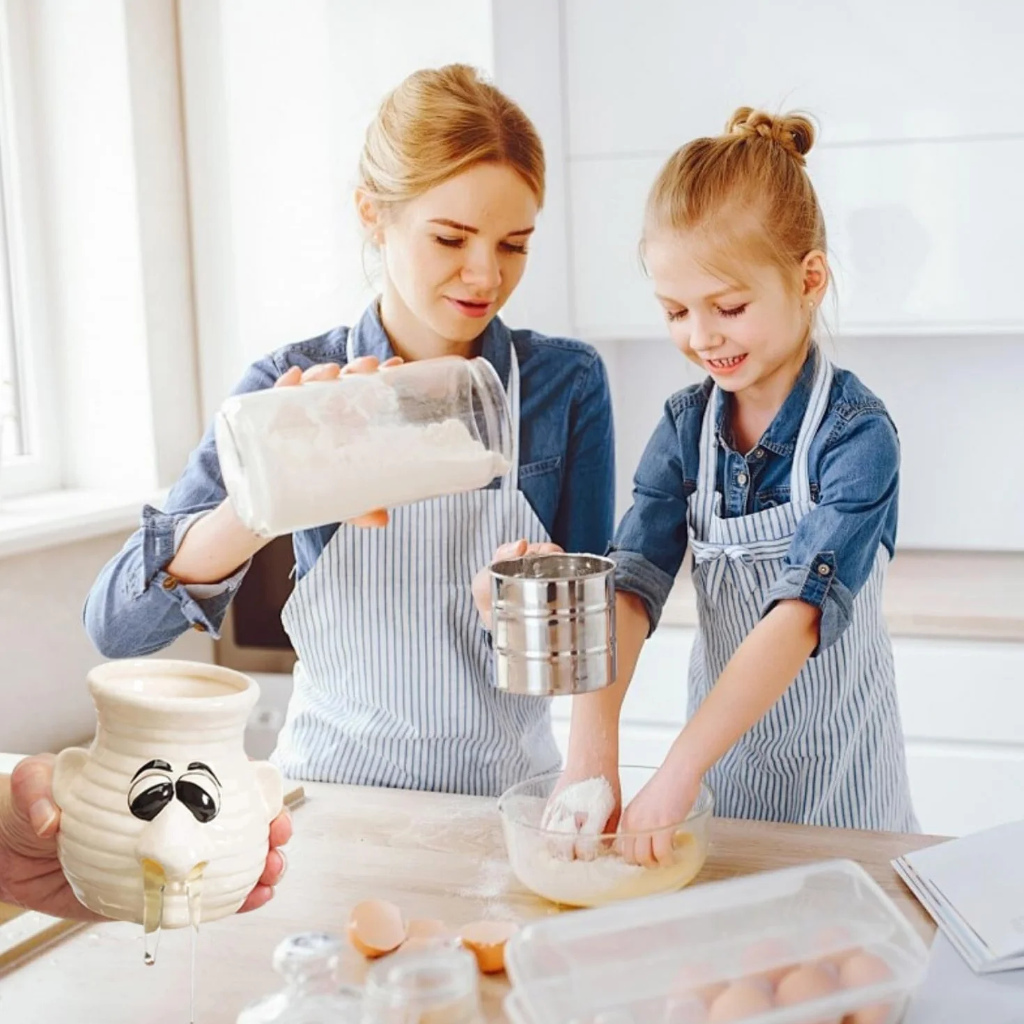 LATRAT Separator do jajek – zabawny nos, łatwa obsługa, trwała ceramika, ceramiczny separator żółtka i bieli, przenośne urządzenie kuchenne, narzędzie do pieczenia