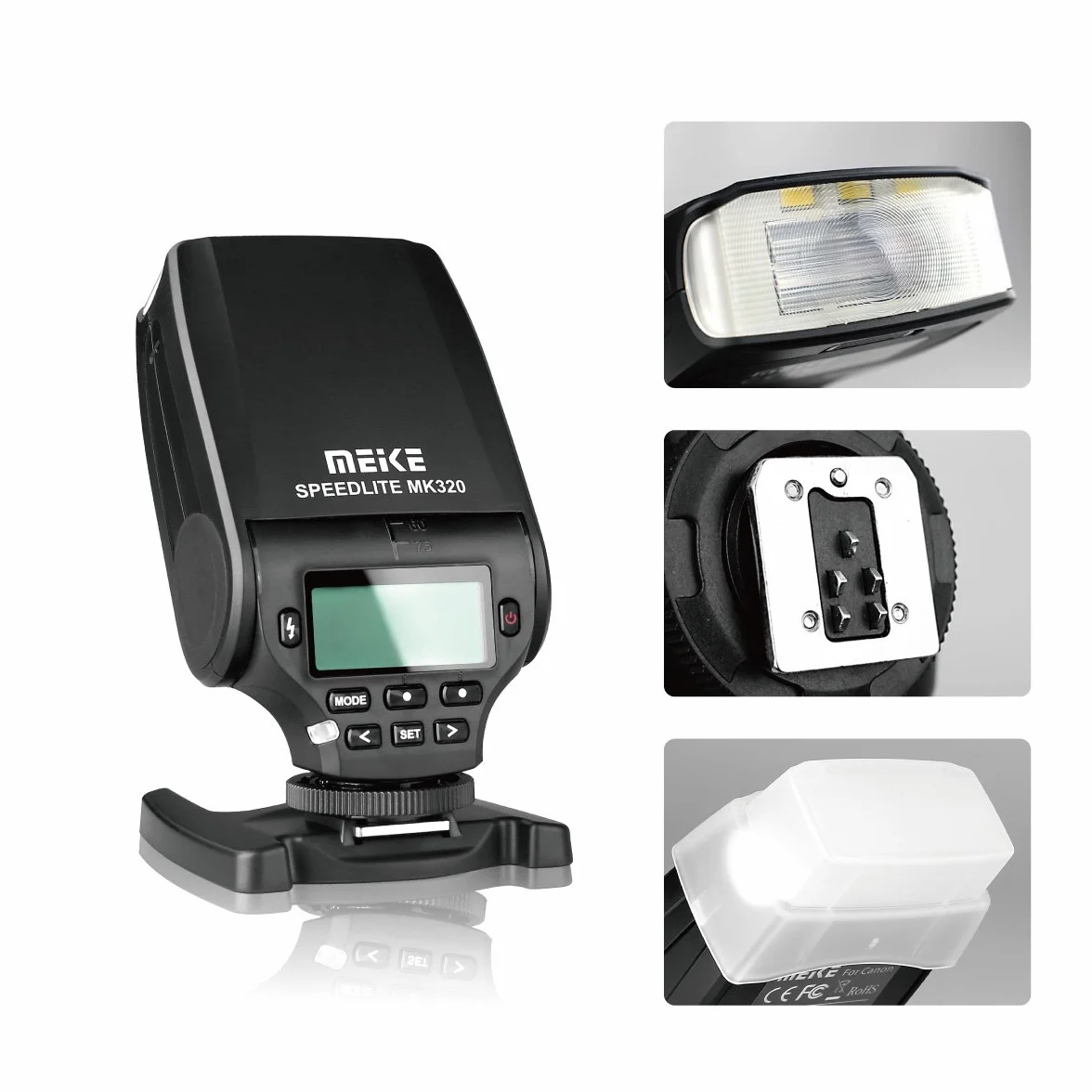 MEIKE MK-320C Speedlite Flash TTL Fit Canon bezlusterkowa kamera DSLR Hot Shoe 5d Mark II, III, 6d, 7d, 7d Mark II, 50d, 60d, 70d, 100d, 550d, 600d, 700d, 1000d, 1100d