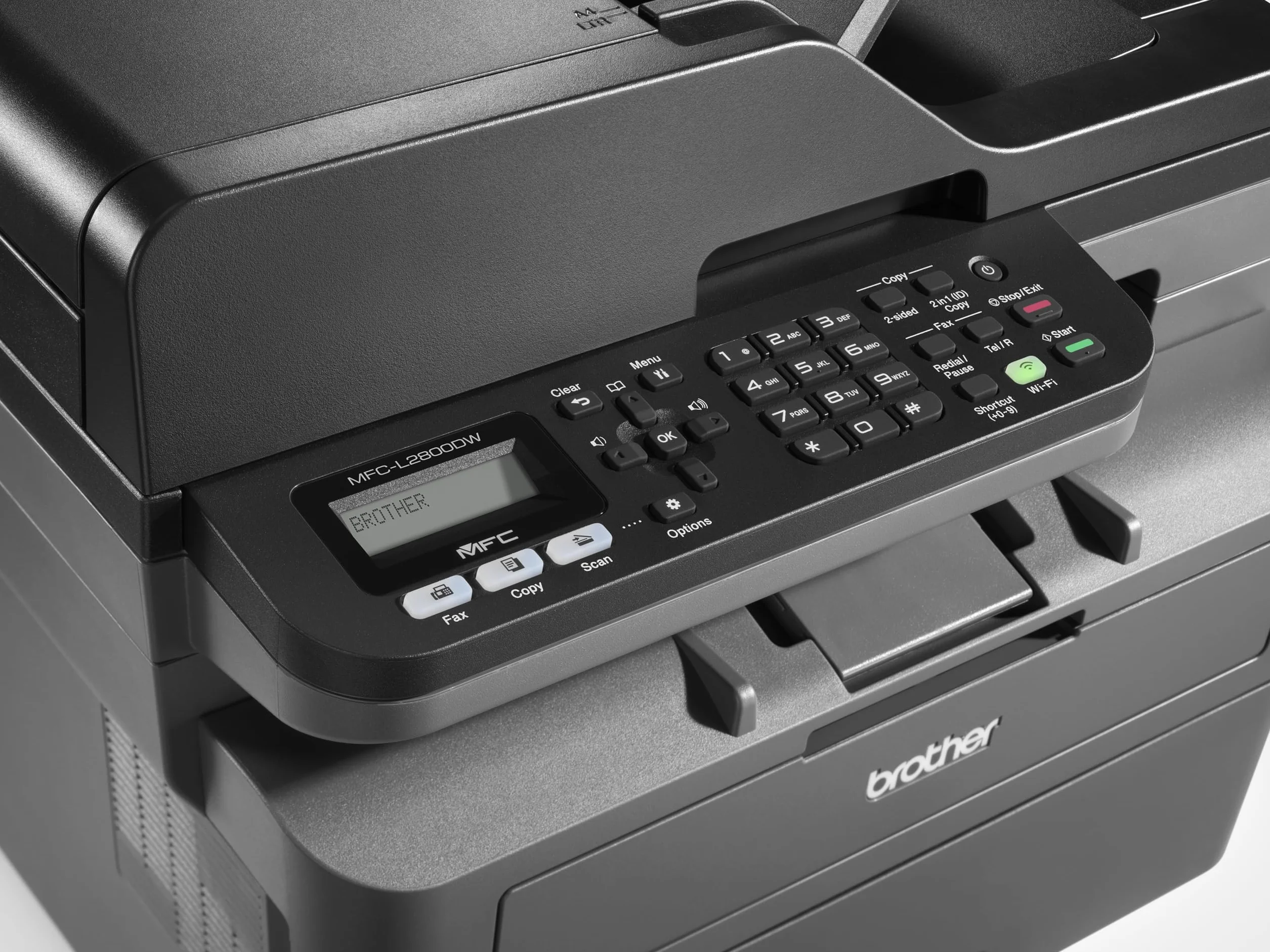Brother MFCL2800DW, monochromatyczne urządzenie wielofunkcyjne WiFi z faksem, automatyczne drukowanie dwustronne i 50 arkuszy ADF