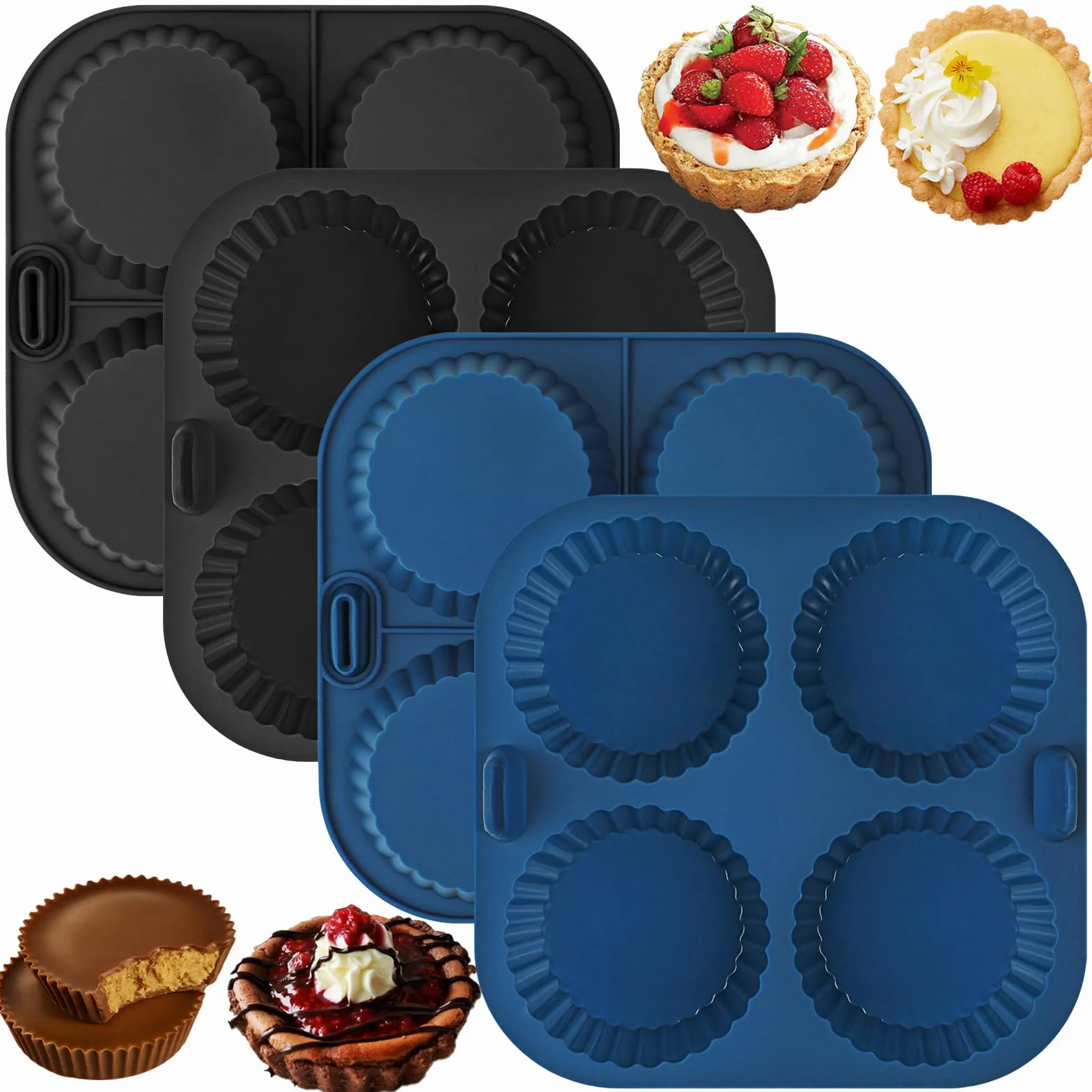Webake Silikonowe Mini Foremki do Frytkownicy Powietrznej 7,6 cm, 4 szt., Forma do Quiche