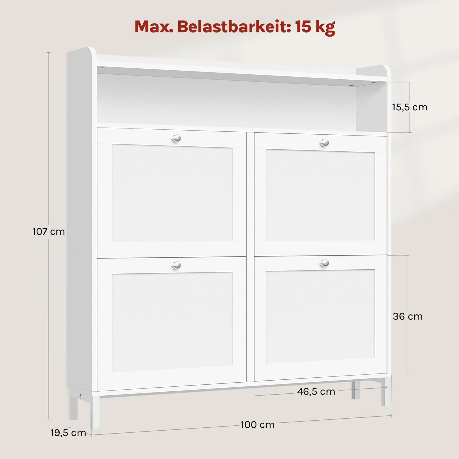 WOLTU Szafka na buty 4 klapki 100 x 107 x 19,5 cm biały