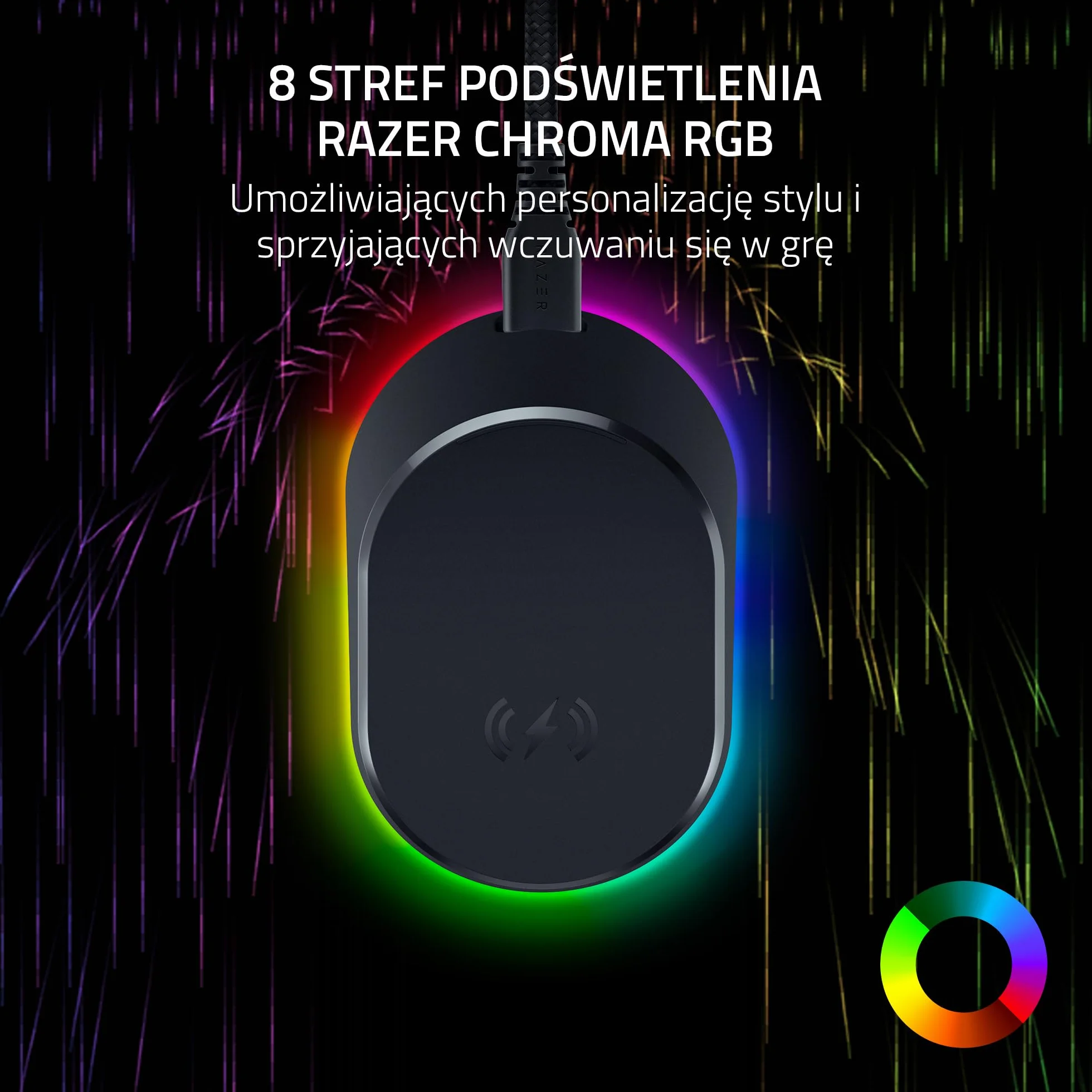 Razer Stacja dokująca do myszy i krążek ładujący – magnetyczna bezprzewodowa stacja ładująca i moduł ładujący dla kompatybilnych myszy (magnetyczna stacja dokująca ze statusem ładowania oświetlenie