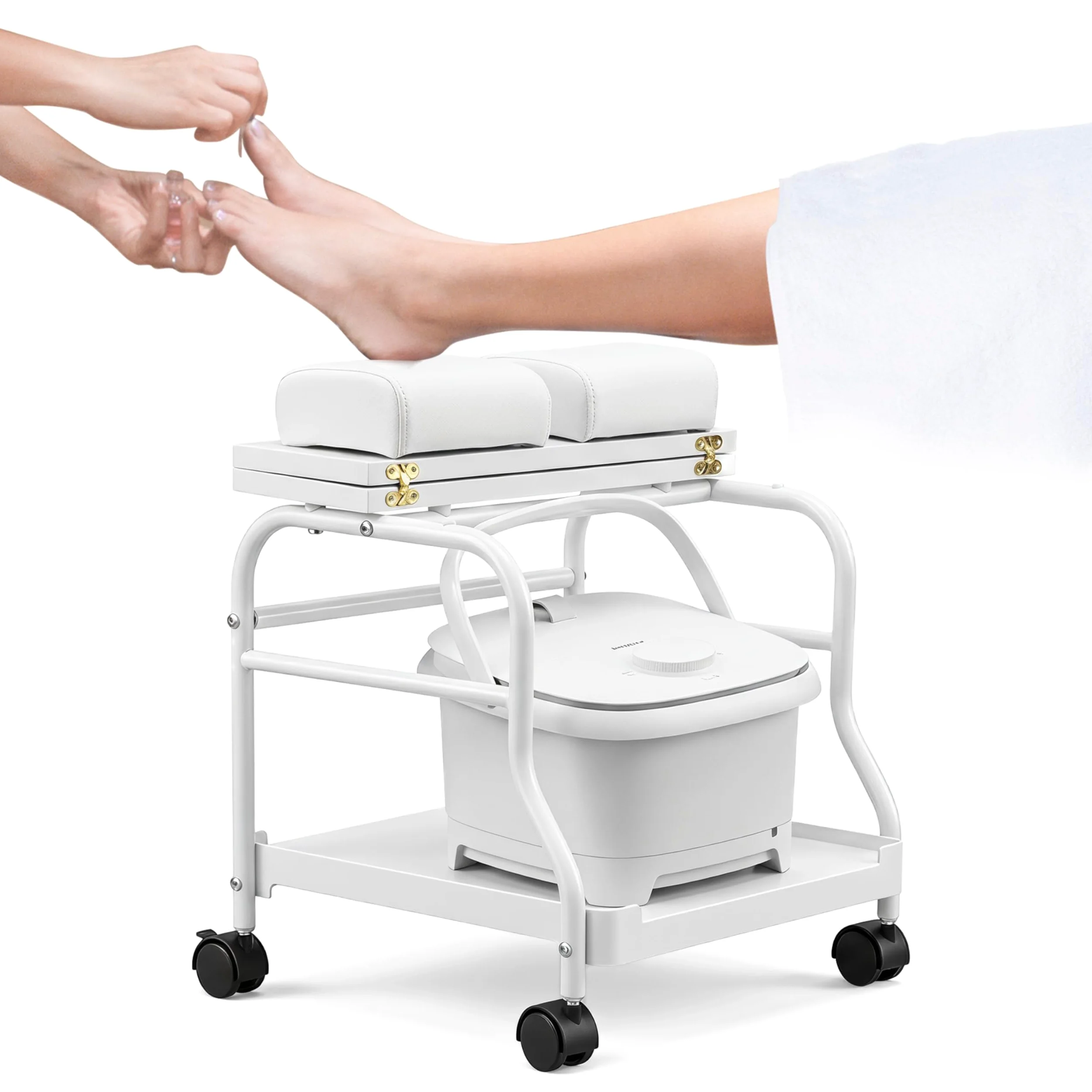 Salon piękności Salon paznokci lub kąpiel stóp SPA przenośny wózek na kółkach do podnóżka lub pedicure dwa kolory opcja Elitzia ET27970 (biały)