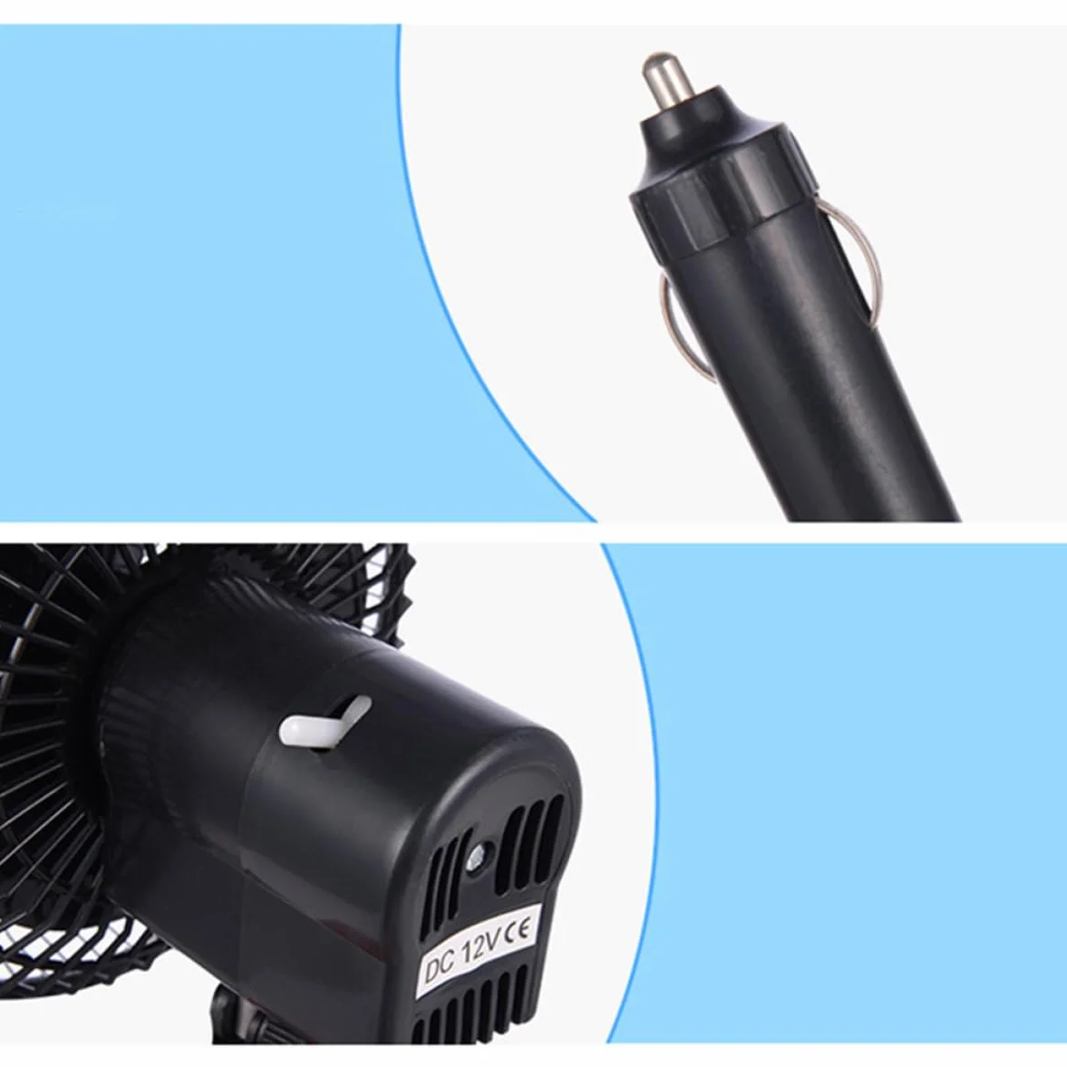 BESTonZON 1 6 elektryczny wentylator do samochodu calowy wentylator samochodowy wentylator z gumowym mocowaniem podwójna głowa zapalniczka wentylator chłodzący chłodnica miłośnik