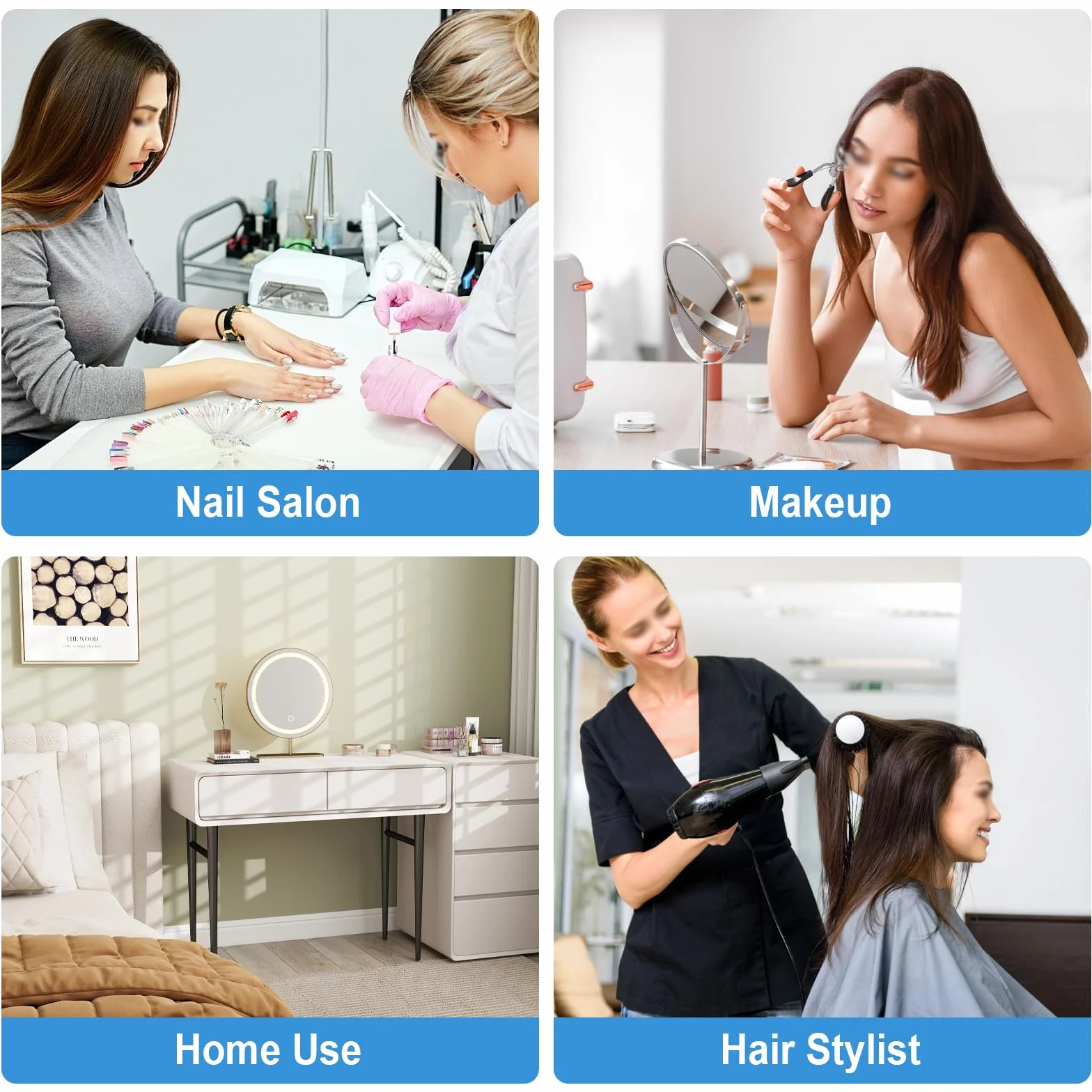 Stolik do manicure, składany, mobilny, z pilotem zdalnego sterowania i walizką do makijażu, 4 szuflady, dla techników domowych, spa, salonu piękności, miejsca pracy (czarny)