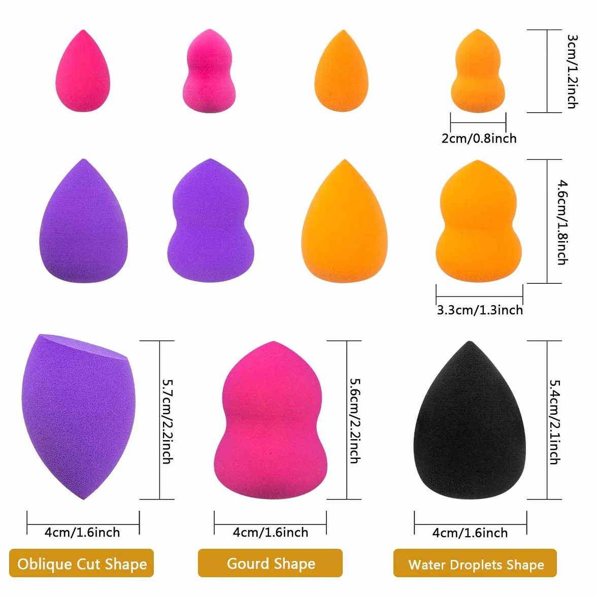 Zestaw gąbek do makijażu, 11 szt. Beauty Blender do podkładu, nieskazitelny do płynnego kremu i proszku, wielokolorowy aplikator kosmetyczny