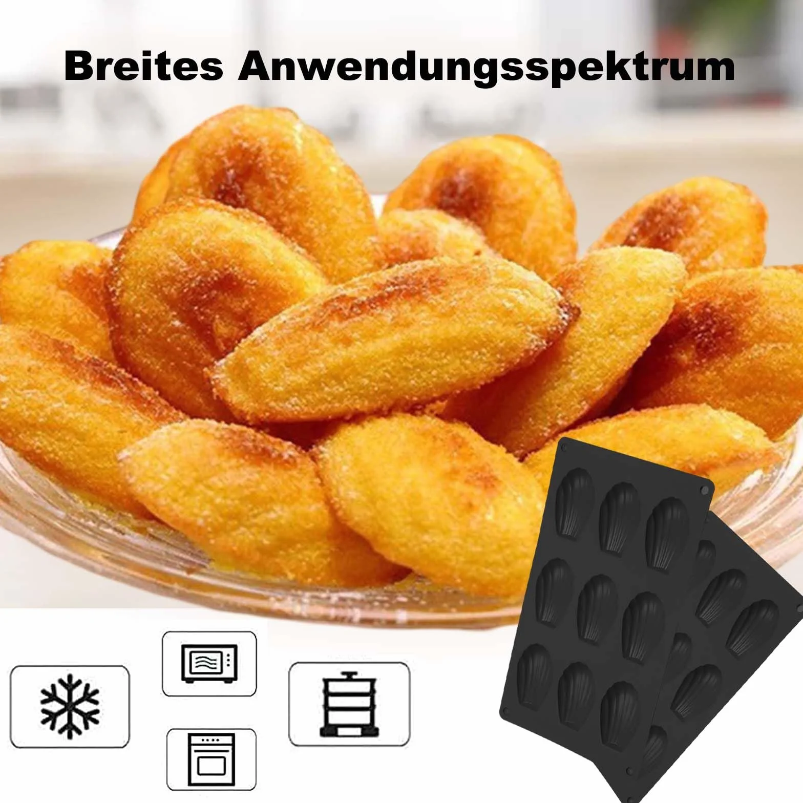 Silikonowe formy do pieczenia Madeleine 2 sztuki 9 pustych przestrzeni