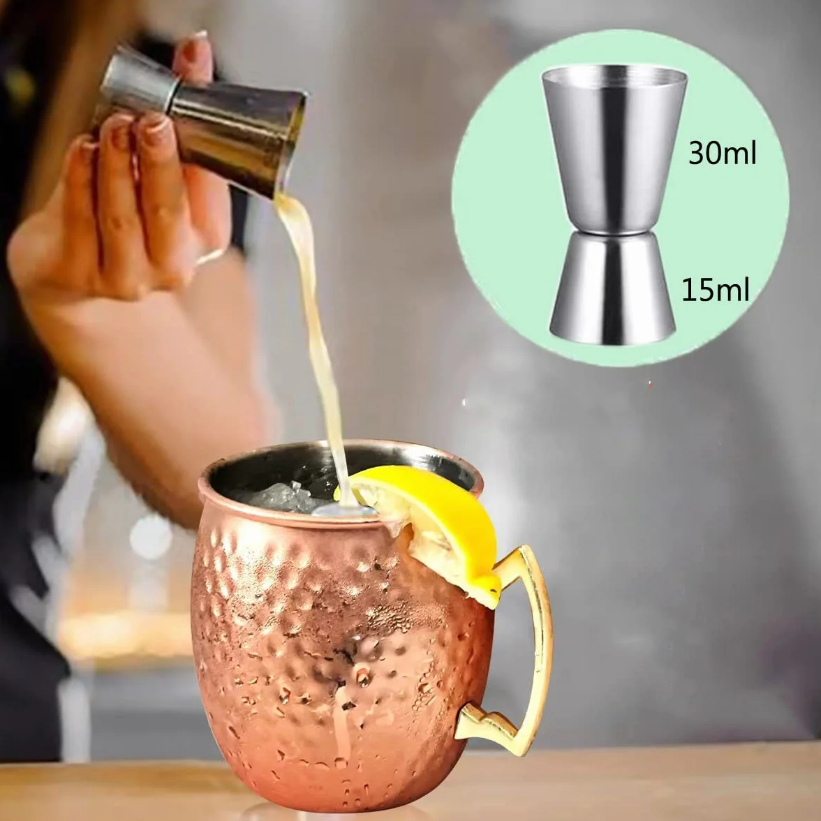 Moscow Mule zestaw 4 miedzianych kubków 550 ml, do koktajli, prezentów