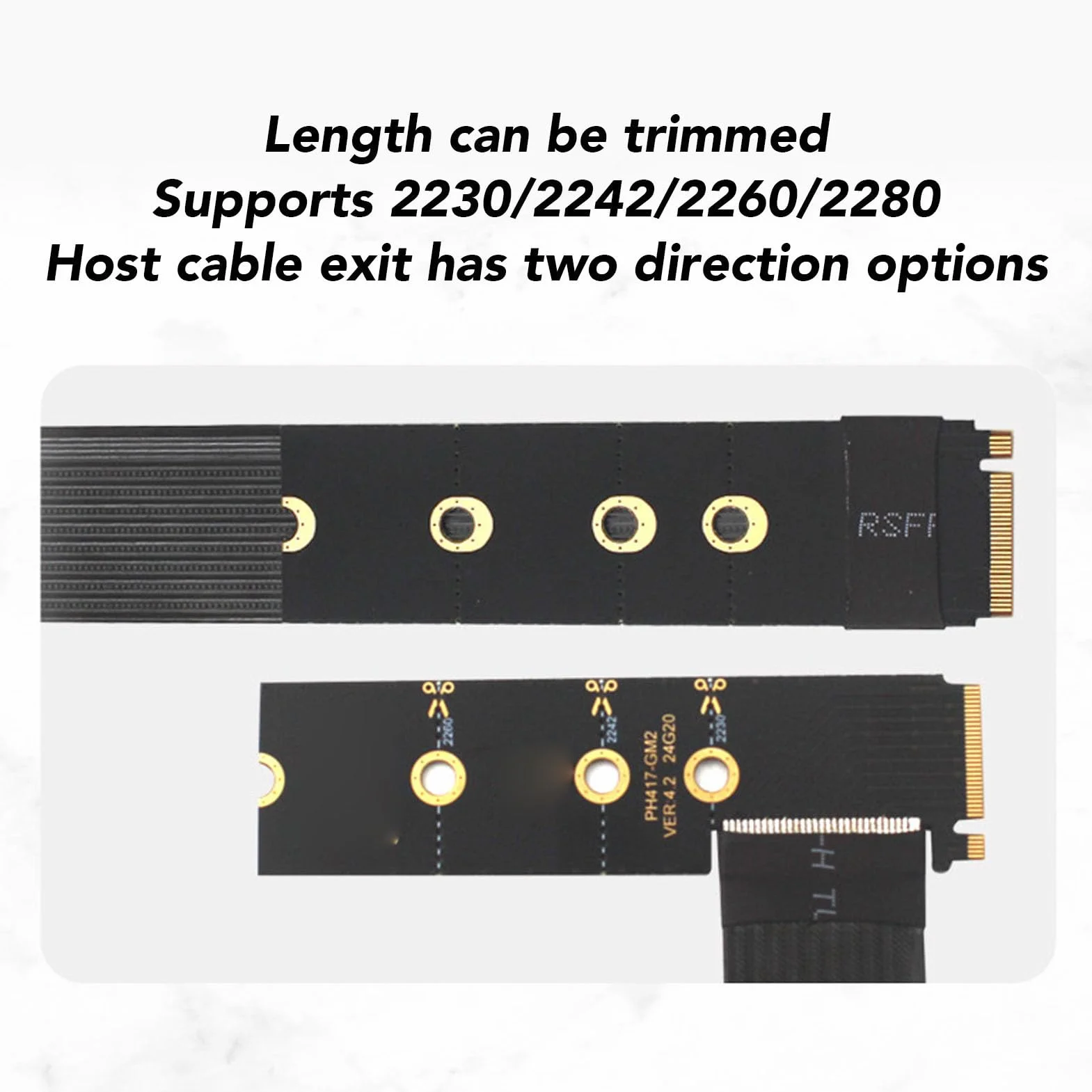 Denash Adapter Przedłużacza PCIe 4.0 X4 do M.2 M Key, Adapter Podwyższający PCIe do .2 64 Gb/s ze Wskaźnikiem LED, Gniazd NVMe 2230, 2242, 2260 i 2280