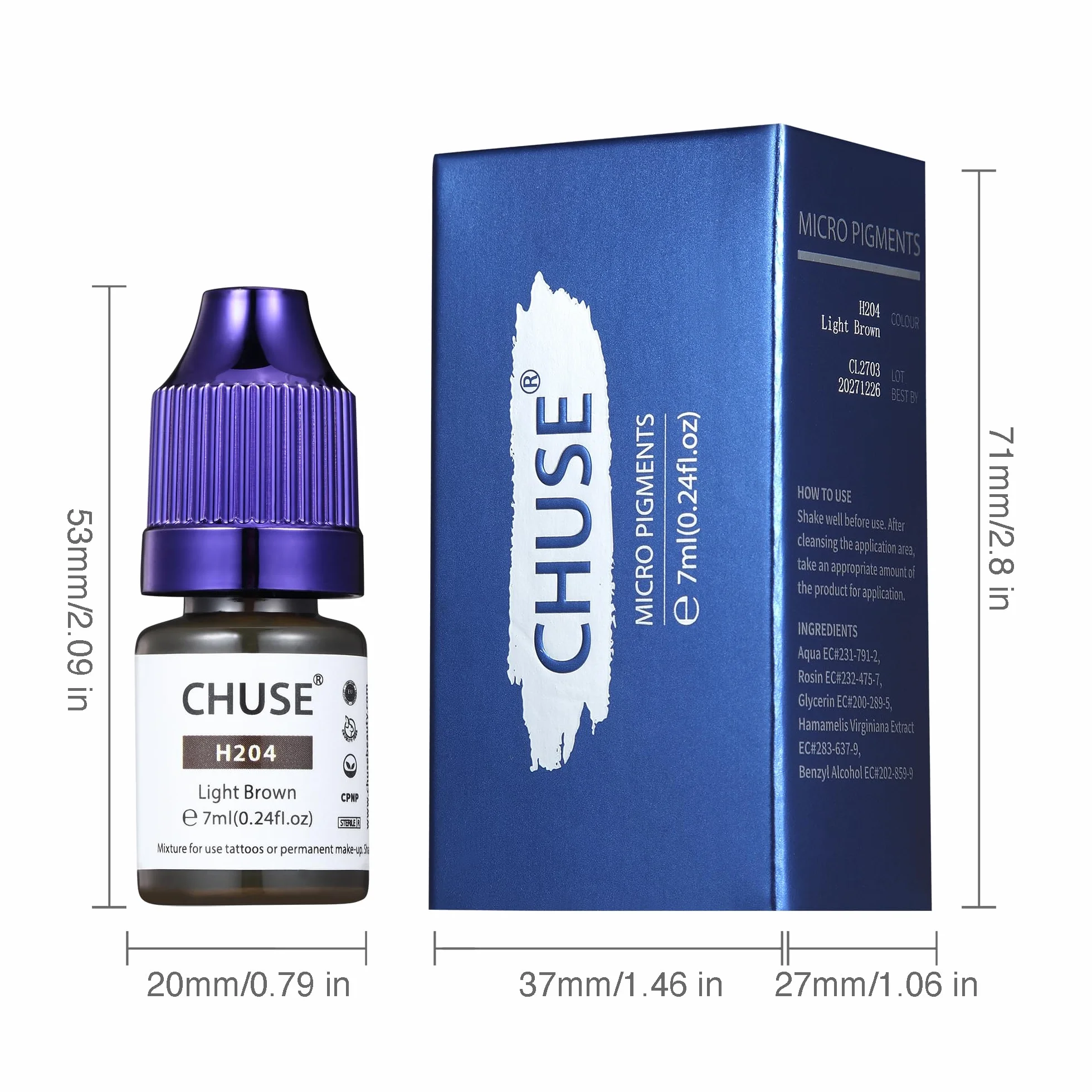 CHUSE PMU Hybrid płynny pigment do brwi 7 ml (H204 jasnobrązowy)