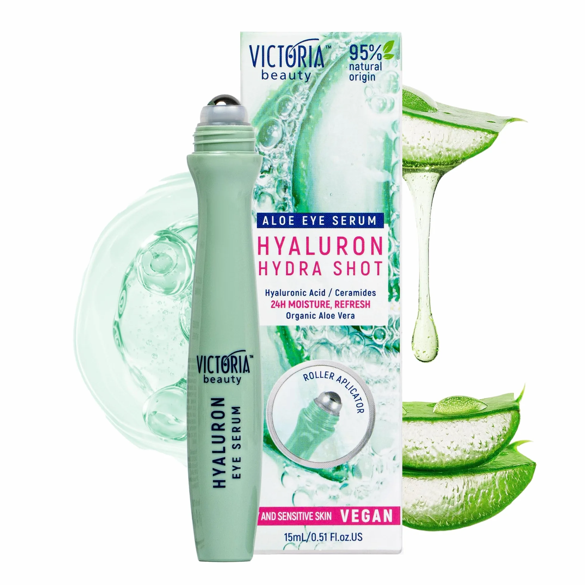 Victoria Beauty Wałek do serum pod oczy z niacynamidem, kwasem hialuronowym, 15 ml