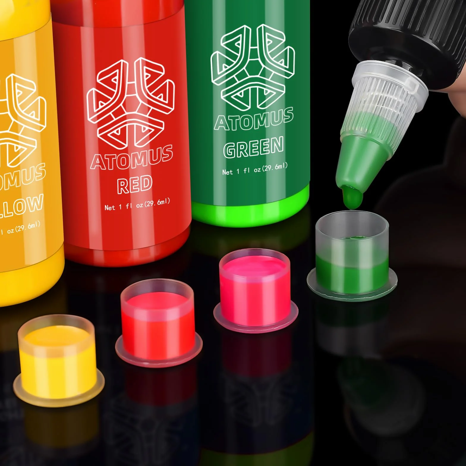 ATOMUS Zestaw 5 Kolorów Tuszu do Tatuażu 1oz 30ml - Naturalny Pigment Roślinny do Makijażu Permanentnego i Tatuaży