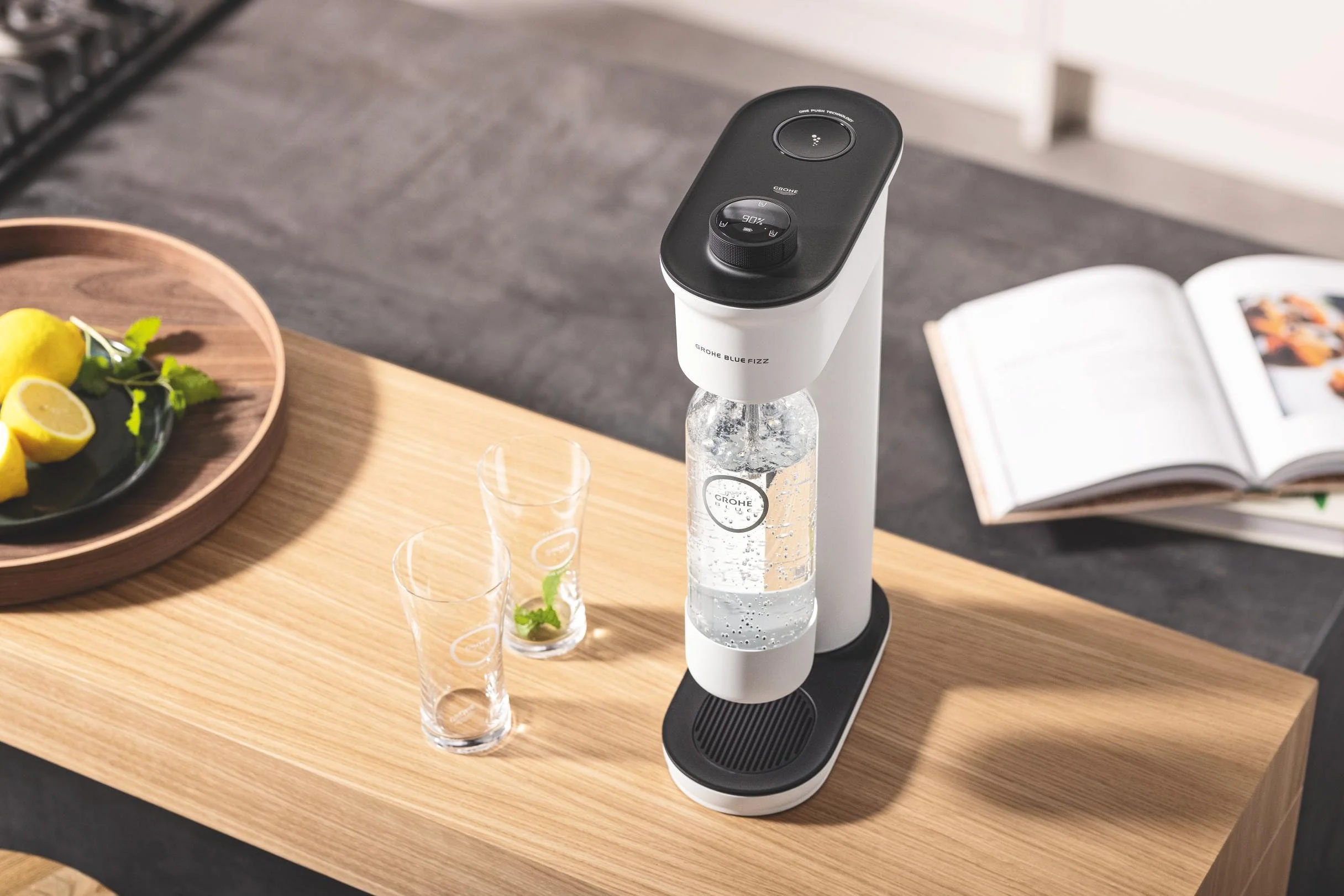 GROHE Blue Fizz 41250L00 butelka na wodę (pojemność: 850 ml, nie nadaje się do mycia w zmywarce, zamknięcie bagnetowe, kompatybilna z saturatorem Blue Fizz), biała