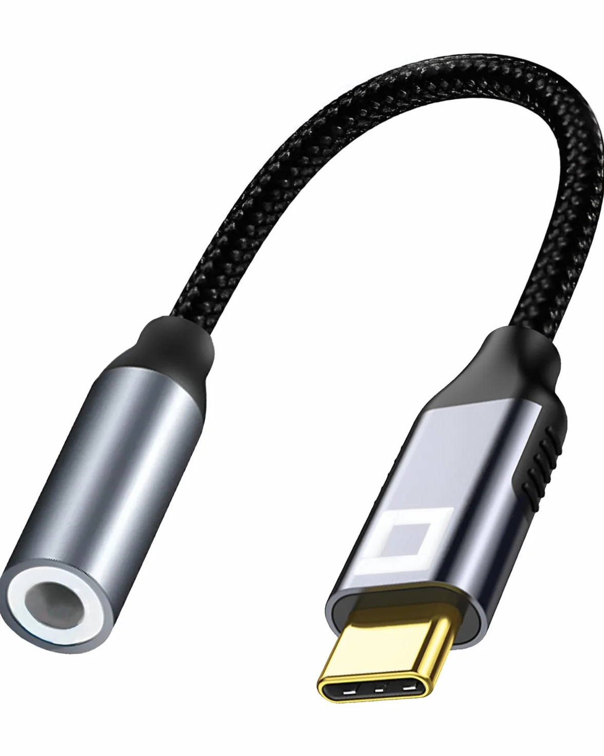 CO2 Adapter USB-C do Mini Jack 3,5 mm AUX z Przetwornikiem DAC 128 kHz HD, Najwyższa Jakość Dźwięku, Aluminium Space Grey, Kabel Kompatybilny z iPhone, MacBook, iPad Pro, Samsung (DAC)