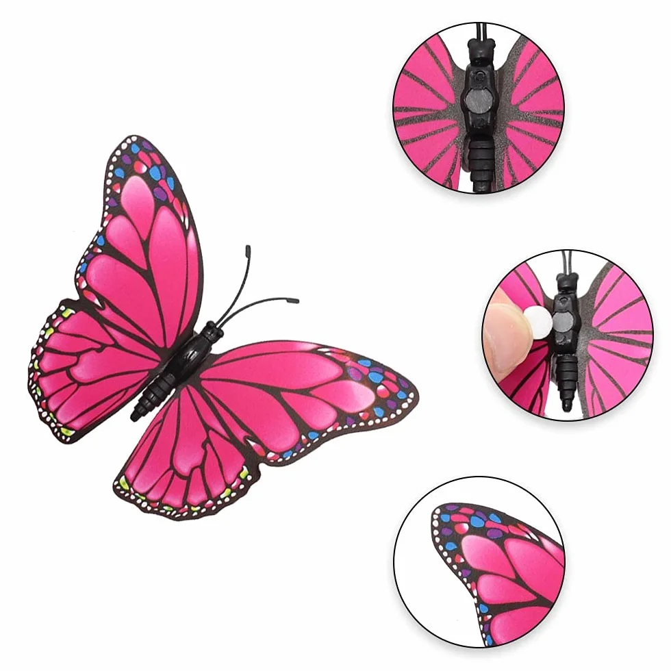 Naklejki ścienne 3D motyl 36 sztuk dekoracja fioletowe różowe czerwone