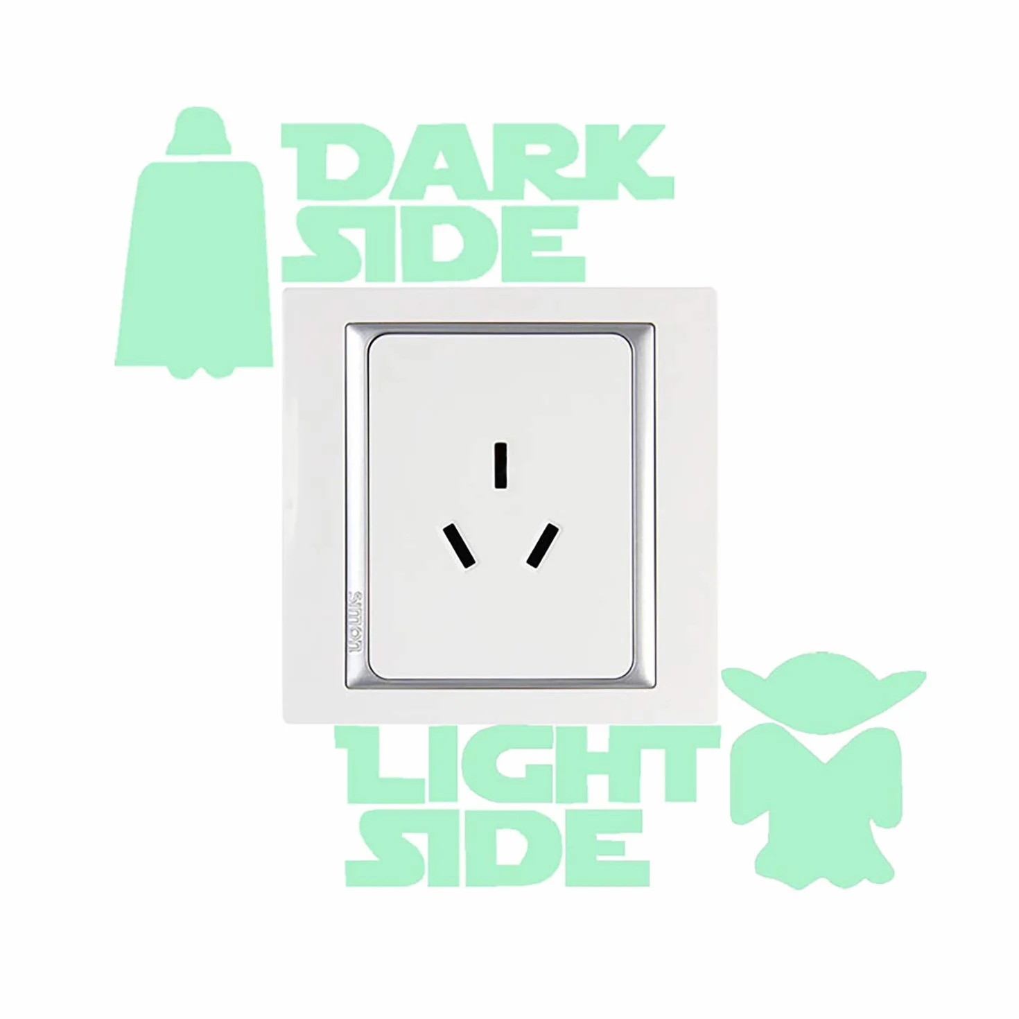 Naklejki ścienne świecące w ciemności. Dekoracyjne winylowe do Plug or Switch Star Wars - Gwiezdne Wojny. Naklejki fluorescencyjne. Jasne arkusze