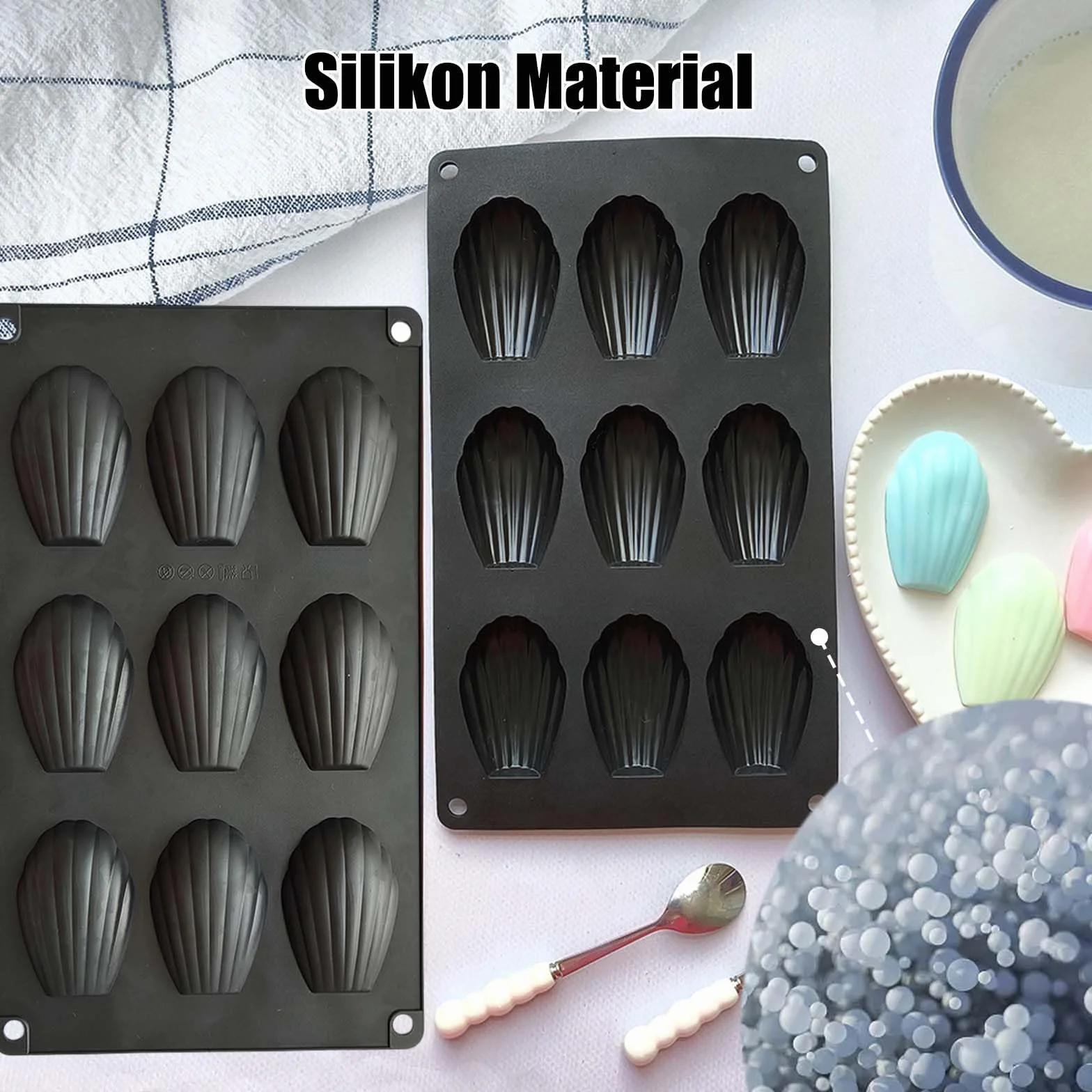 Silikonowe formy do pieczenia Madeleine 2 sztuki 9 pustych przestrzeni