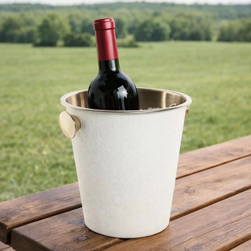 Lodówka do napojów ze stali szlachetnej, pojemnik na wino i szampana, matowa czerń