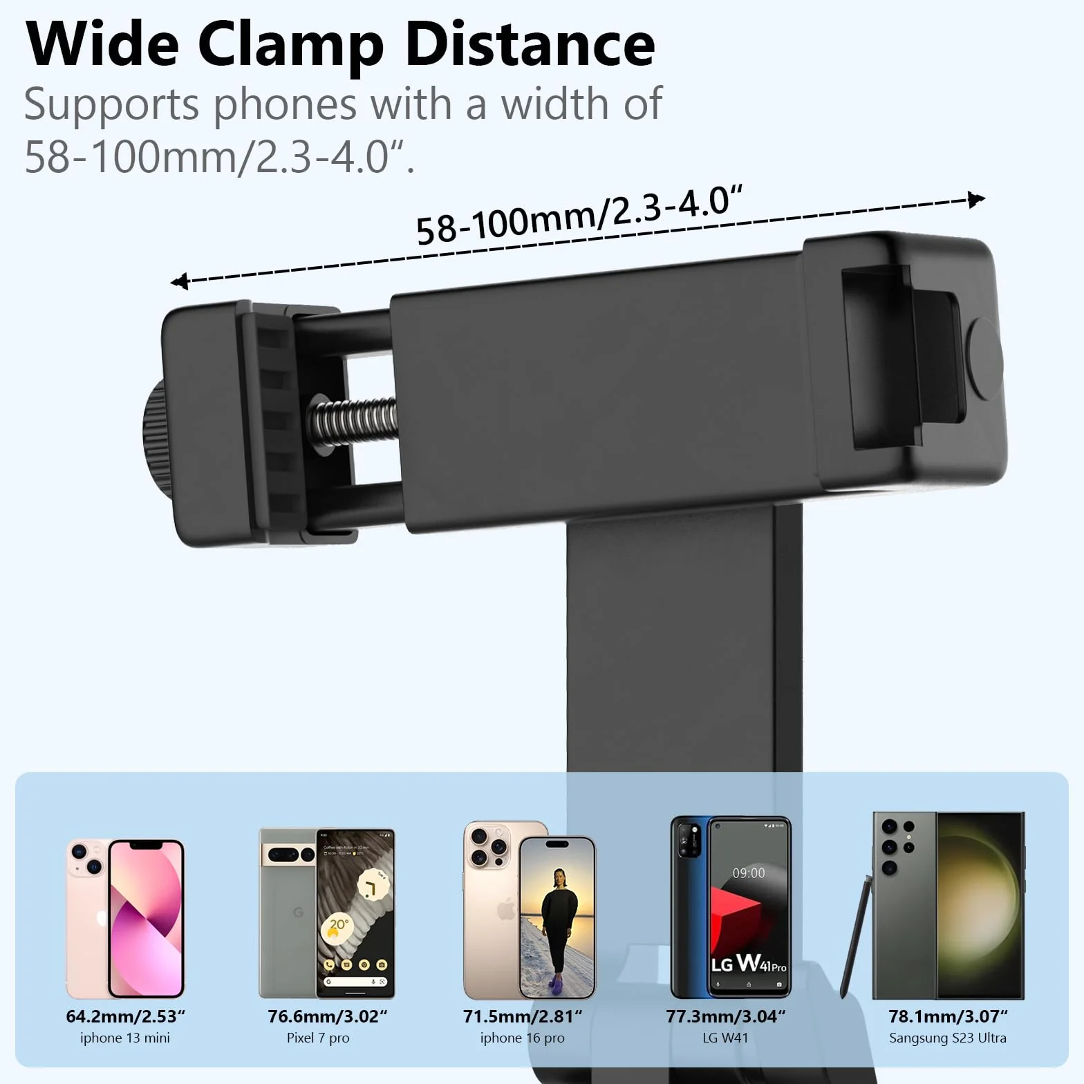 HSU Uchwyt na telefon z zimną stopką, uniwersalny uchwyt na telefon komórkowy, adapter do montażu statywu do smartfona o przekątnej 5,3-10 cm, do fotografii mobilnej