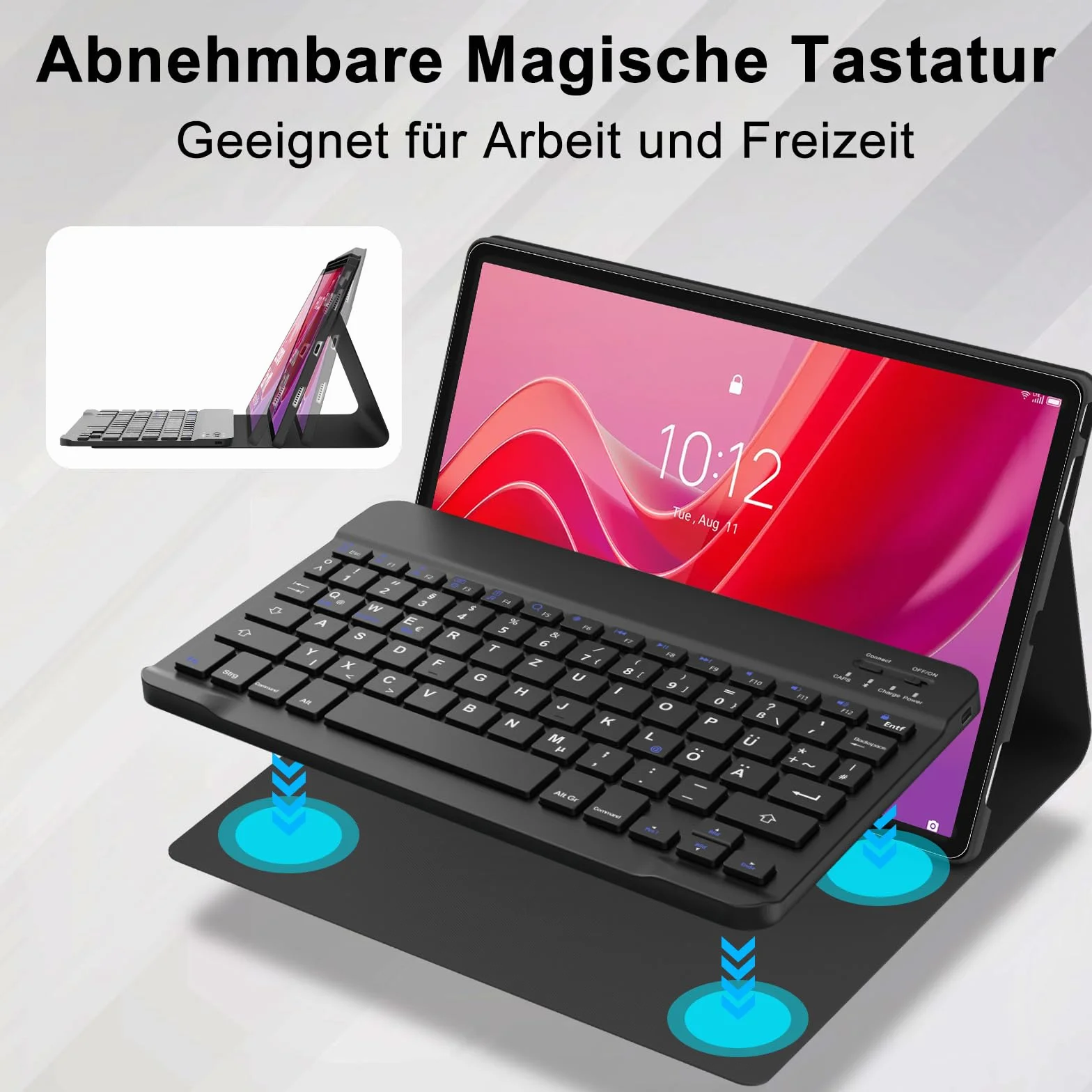 SENGBIRCH Etui na klawiaturę do Lenovo tab M11 2024 11 cali (TB330FU/TB330XU) - QWERTZ niemiecka klawiatura zdejmowana Bluetooth bezprzewodowa klawiatura do Lenovo tab M11 11 2024 cali, czarne
