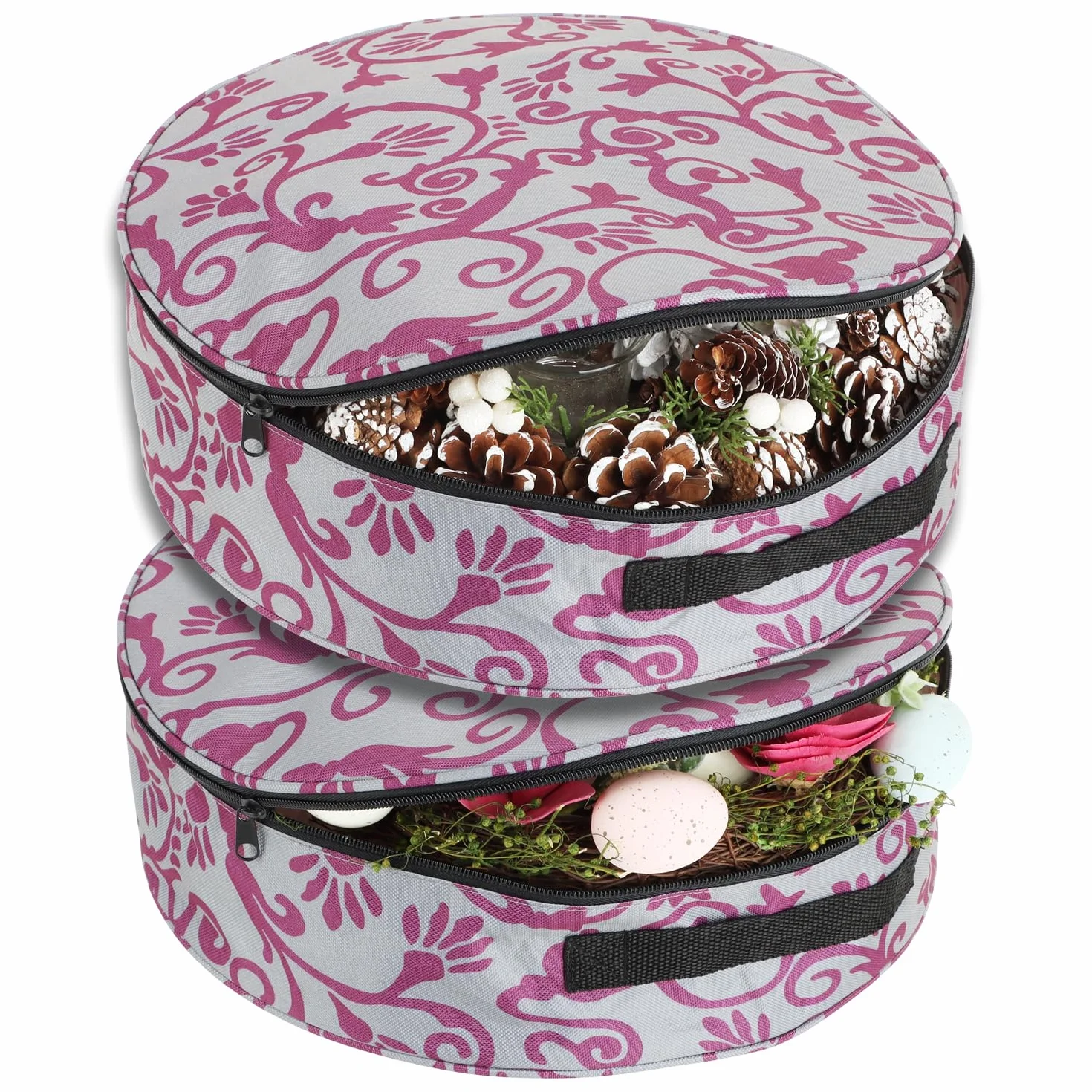 COM-FOUR® Torba do przechowywania wienców i girland 35 cm fioletowy szary