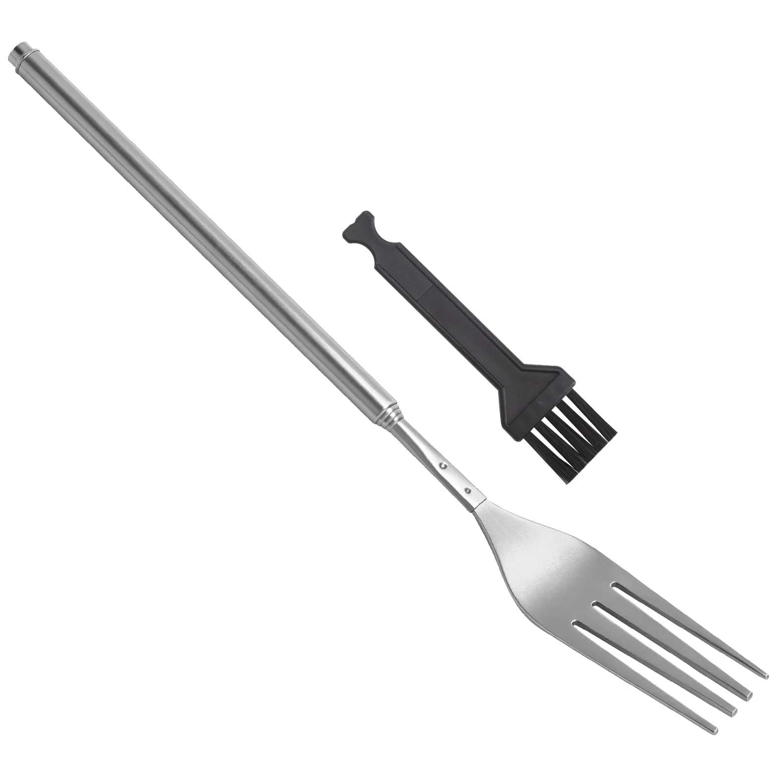 Widelec teleskopowy, 1 sztuka, 23-64 cm, ze stali nierdzewnej, długi teleskop ze szczotką, widelec wysuwany widelec do grilla, długi uchwyt, widelec do sztućców, widelców deserowych