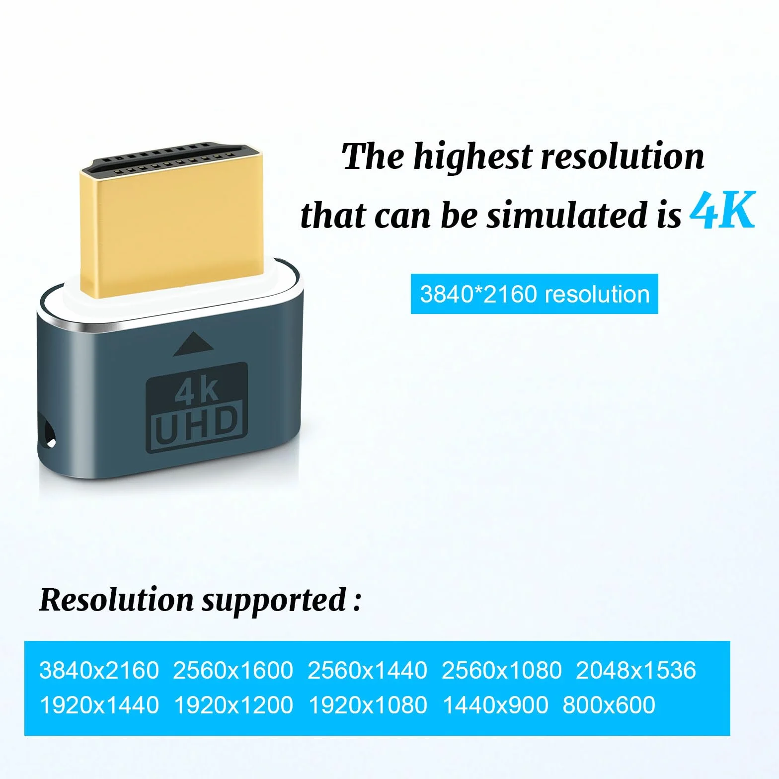 HDMI Dummy Plug, HDMI Dongle Virtual Monitor Display Emulator 4K 60 Hz do Windows Mac OSX Linux (z oświetleniem wskazującym)