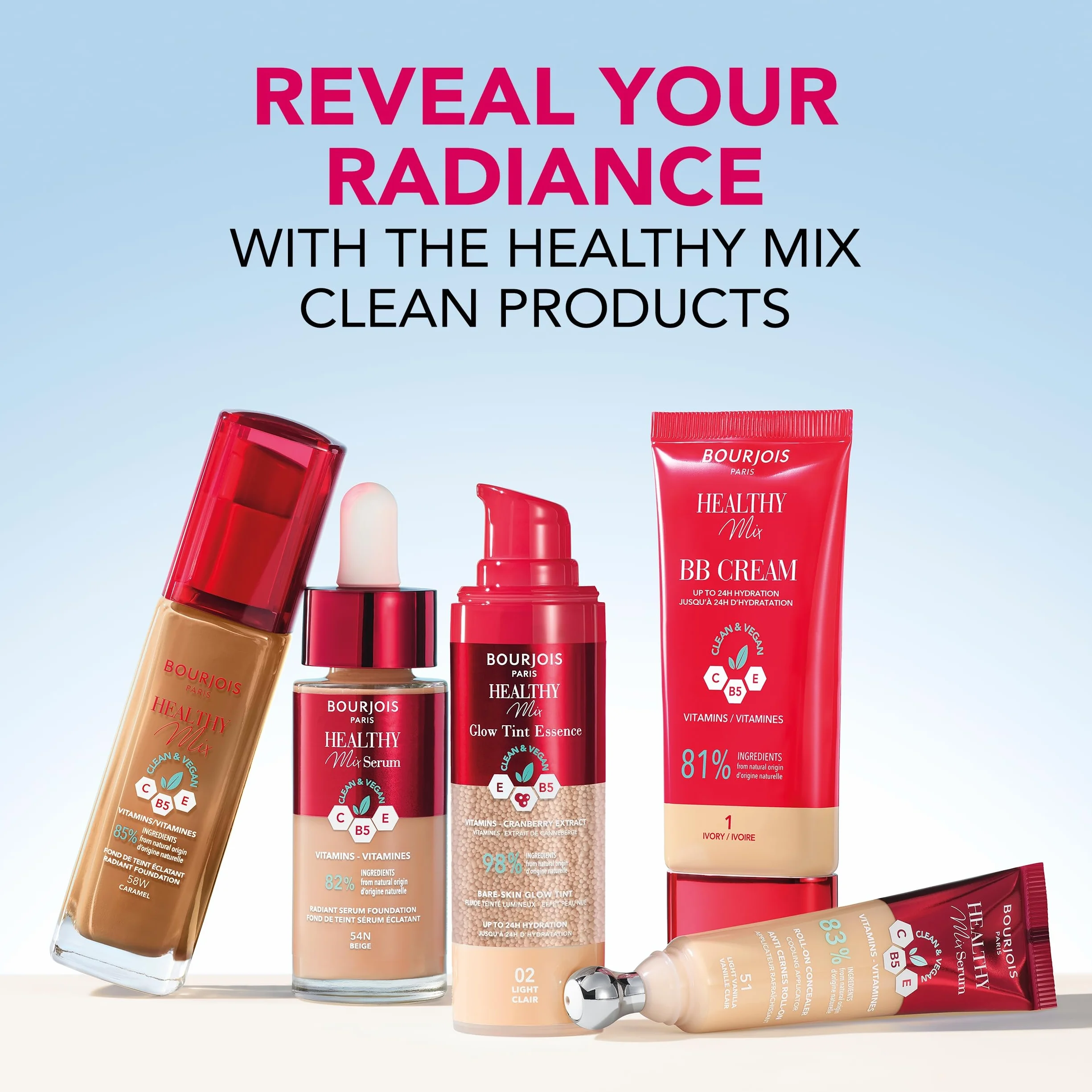 Bourjois Healthy Mix Glow Tint Essence nawilżająca esencja wyrównująca koloryt skóry, 03 Light Clair, 30 ml