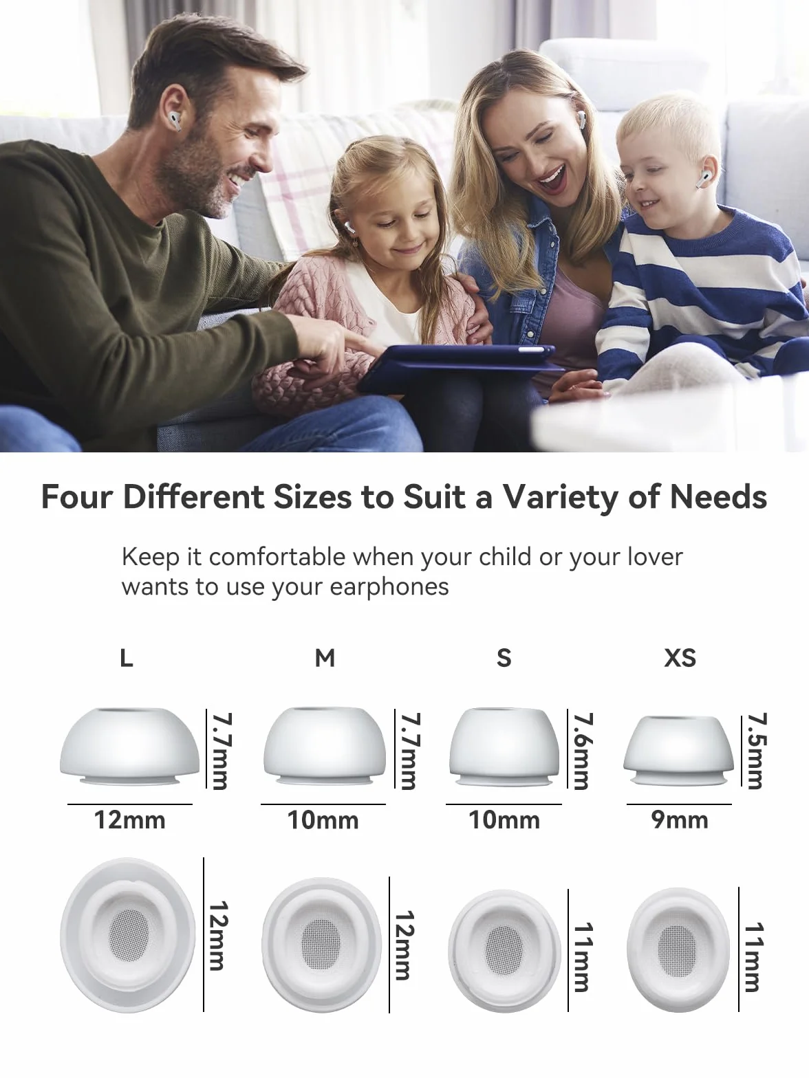 aceyoon 4-częściowe wymienne końcówki douszne do Airpods Pro, silikonowe końcówki douszne do AirPods Pro 2 z otworem redukującym hałas, antypoślizgowe końcówki douszne do AirPods Pro/AirPods Pro 2