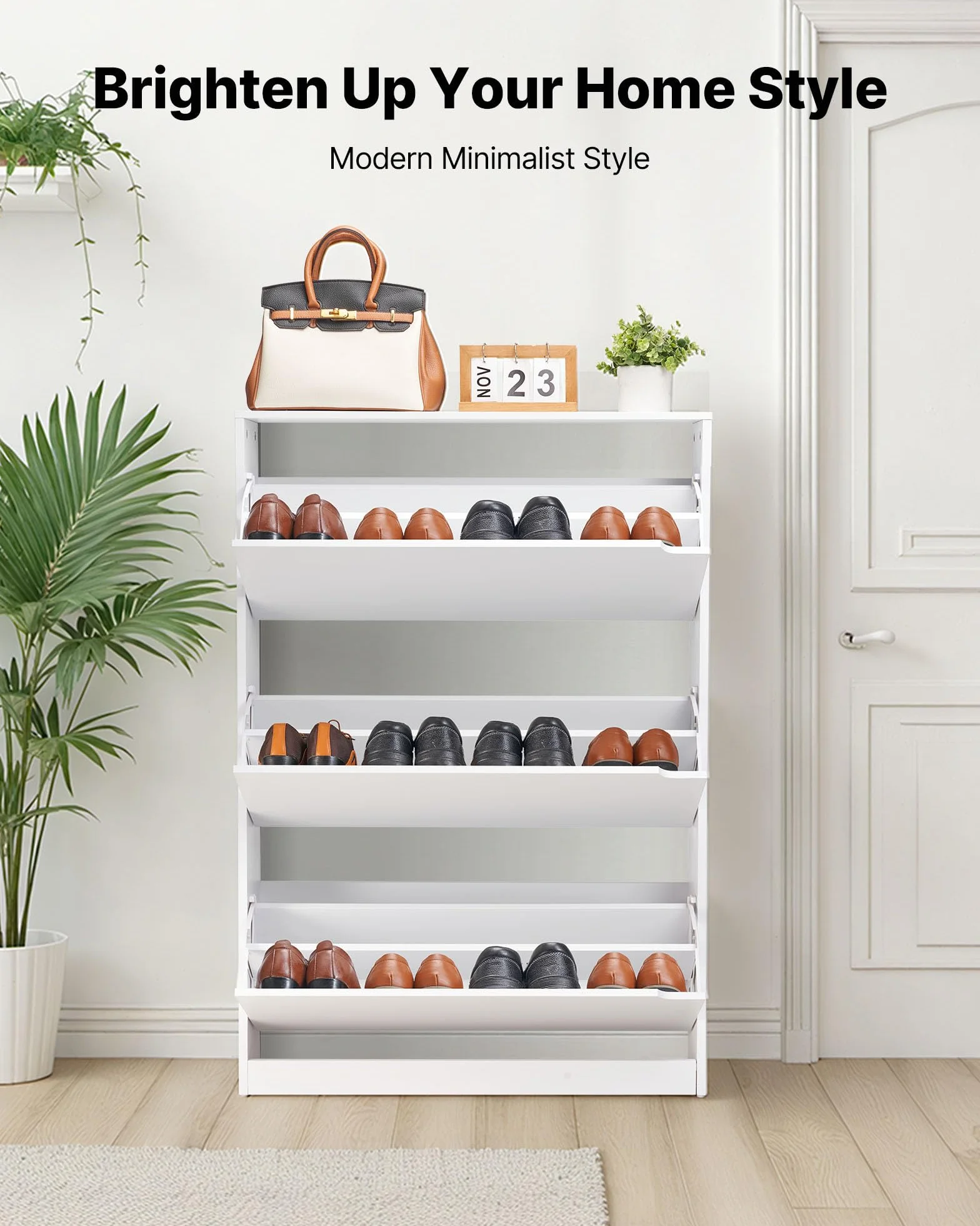 VEVOR Szafka na buty z 3 szufladami z klapką, wolnostojący organizer na buty