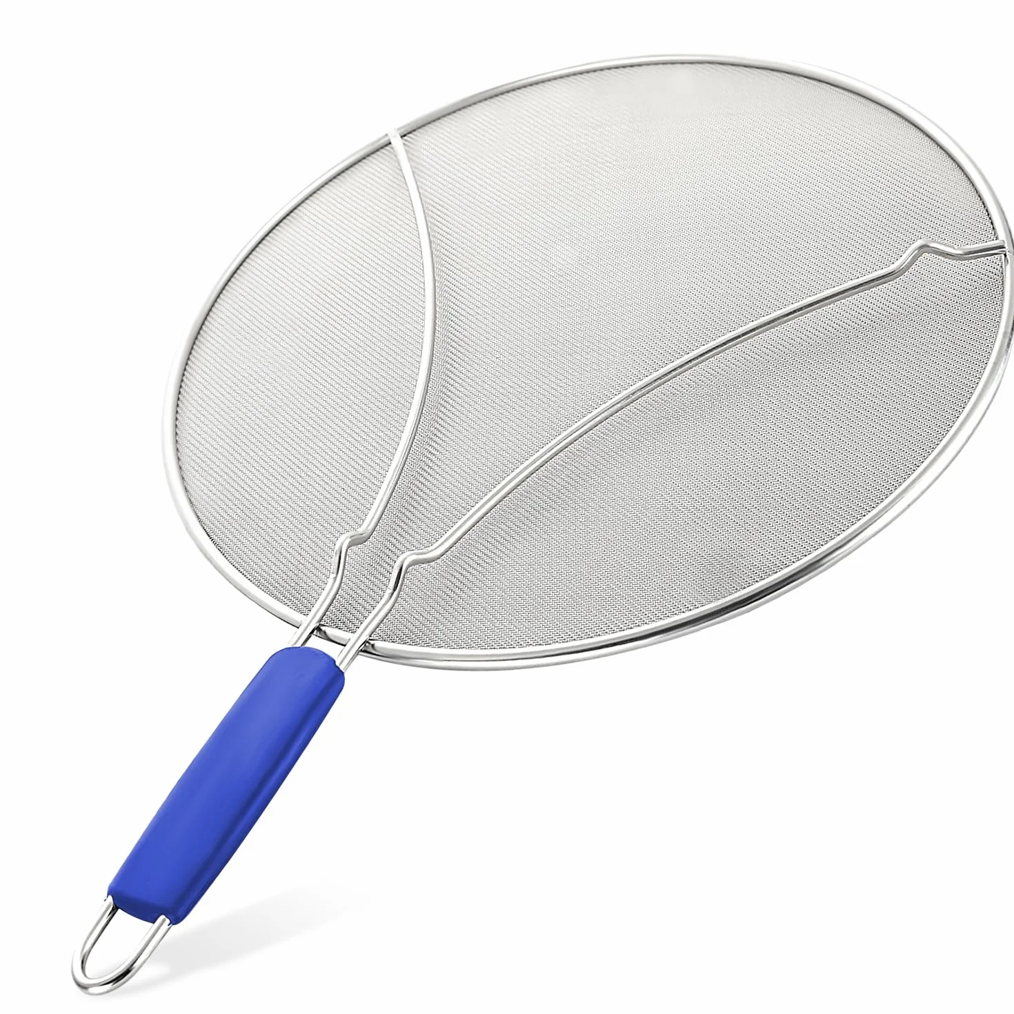 Zulay Kitchen Duży ekran do smażenia patelni 13" - Blokuje Hot Oil Splashes - Stainless Steel Grease Splatter Guard - ciemnoniebieski