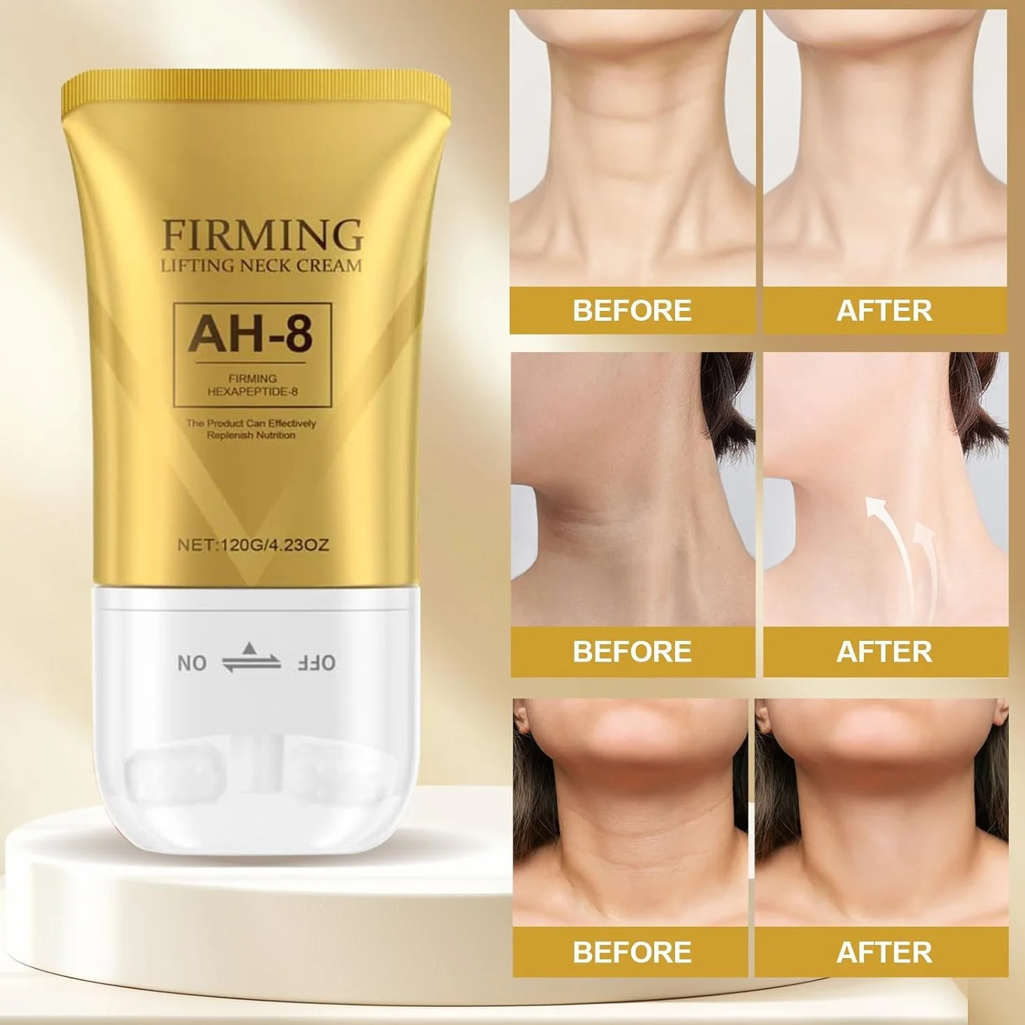 AH-8 Firming Neck Cream for Crepey Skin Body Care Comfort, Neck Firming Cream Contains Hexapeptide, Reduce Wrinkles Fine Lines, Firm and Lift Sagging Skin (2 PCS)