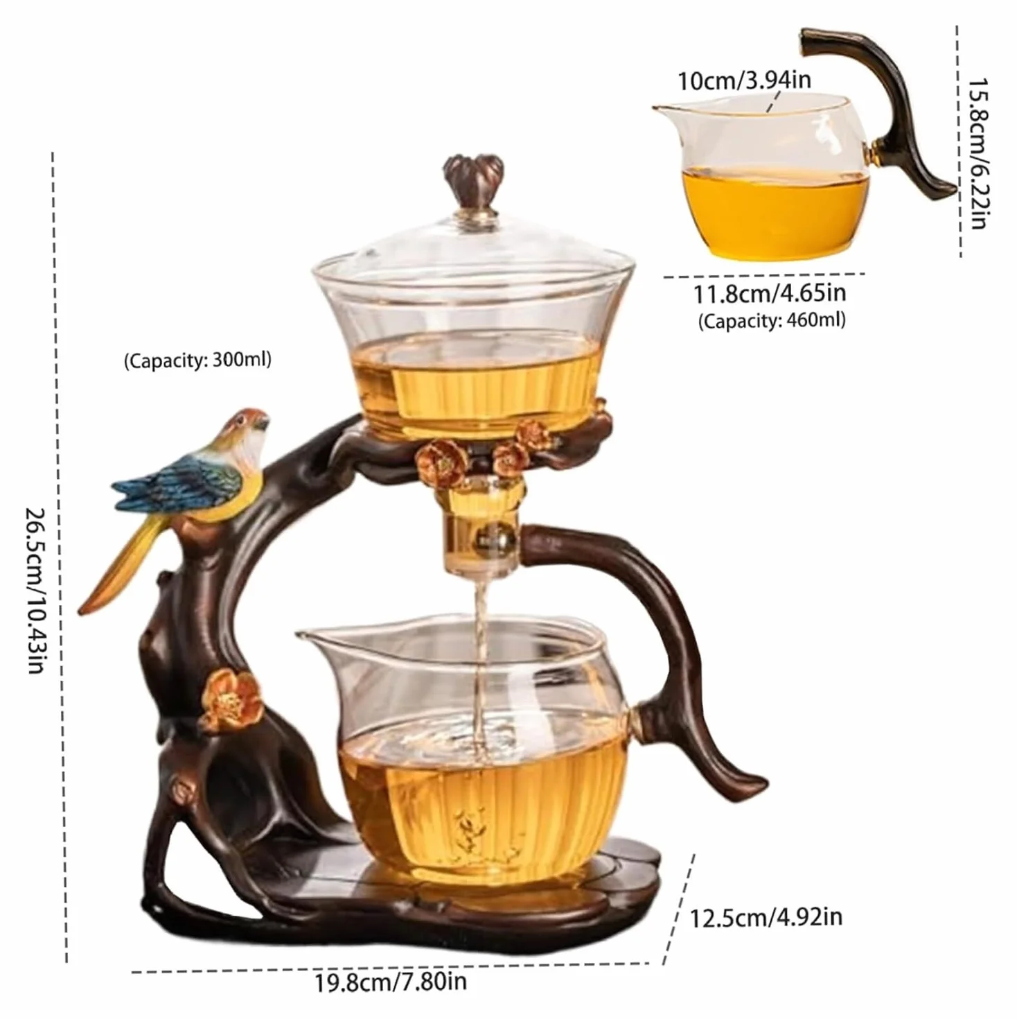 Glass Teapot Set with Infuser Kungfu Tea Set for Home Office Travel Gift