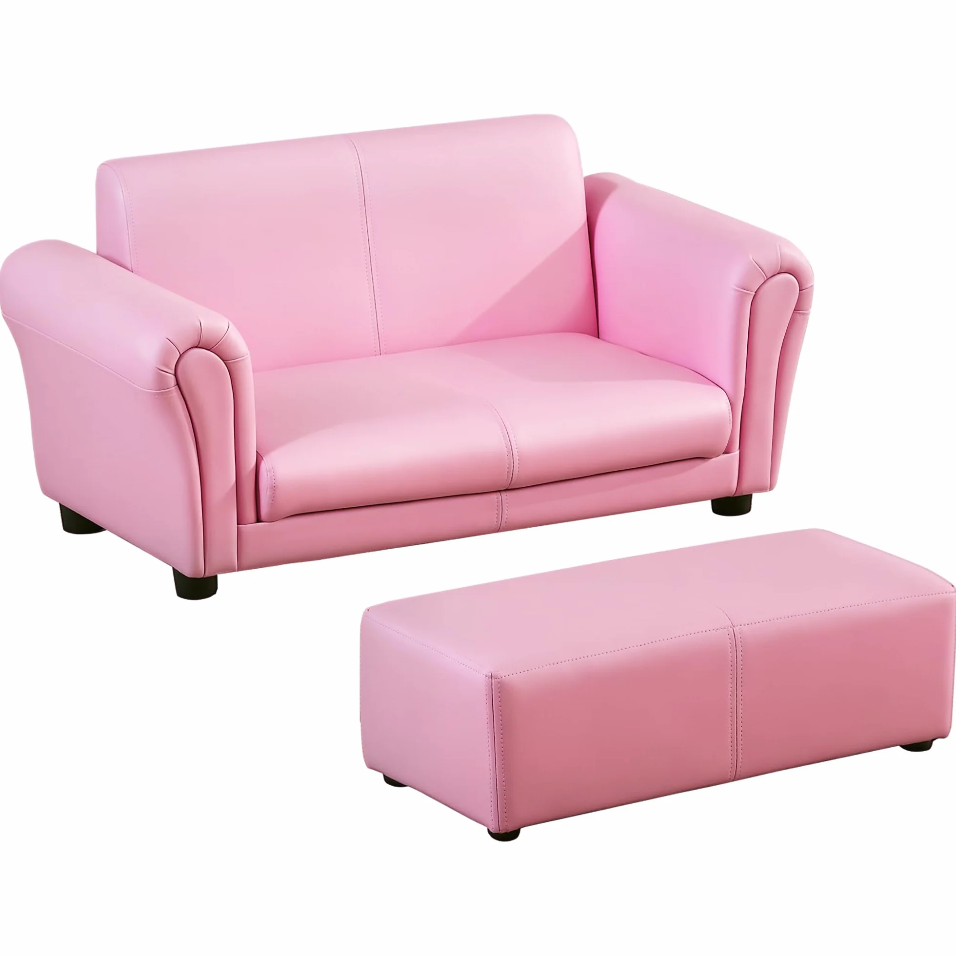 HOMCOM fotel dziecięcy z pufą różowy 83 x 42 x 41 cm