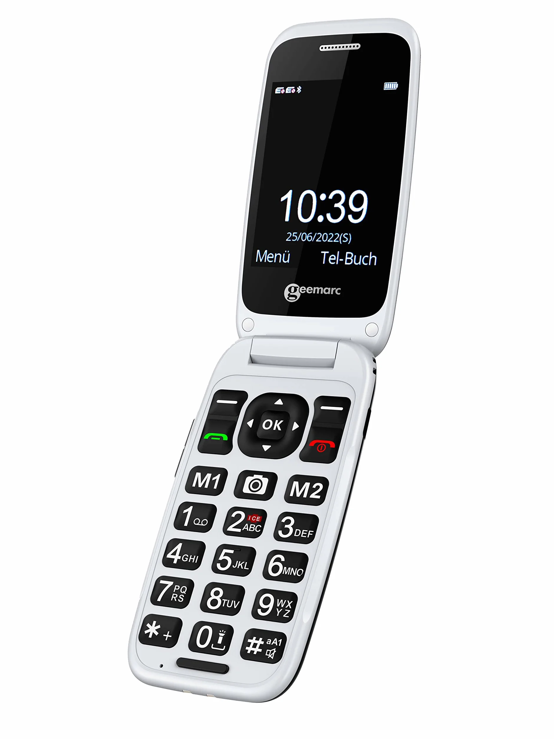 Geemarc CL8700 - wzmocniony telefon z klapką 4G z dużymi przyciskami, funkcją SOS i przyciskami pamięci dla osób starszych - odpowiedni dla osób niedosłyszących - odblokowany i Bluetooth - wersja DE