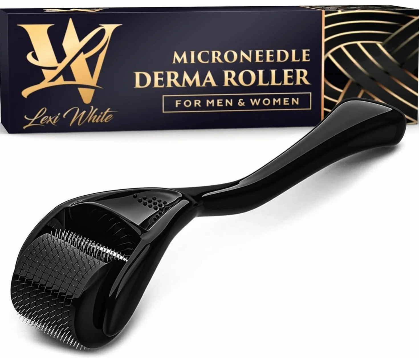 Derma Roller do Skóry, Włosów i Brody – Tytanowy Wałek Mikronakłuwający dla Kobiet i Mężczyzn do Twarzy i Skóry Głowy, Bezpieczny i Łatwy w Użyciu (1,0mm)