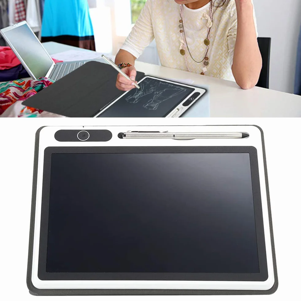 Ejoyous Tablica LCD 9-calowa elektroniczny notatnik graficzna LCD pismo ręczne rysunek stół rysunkowy z etui ochronnym (czarna (z etui ze skórą))