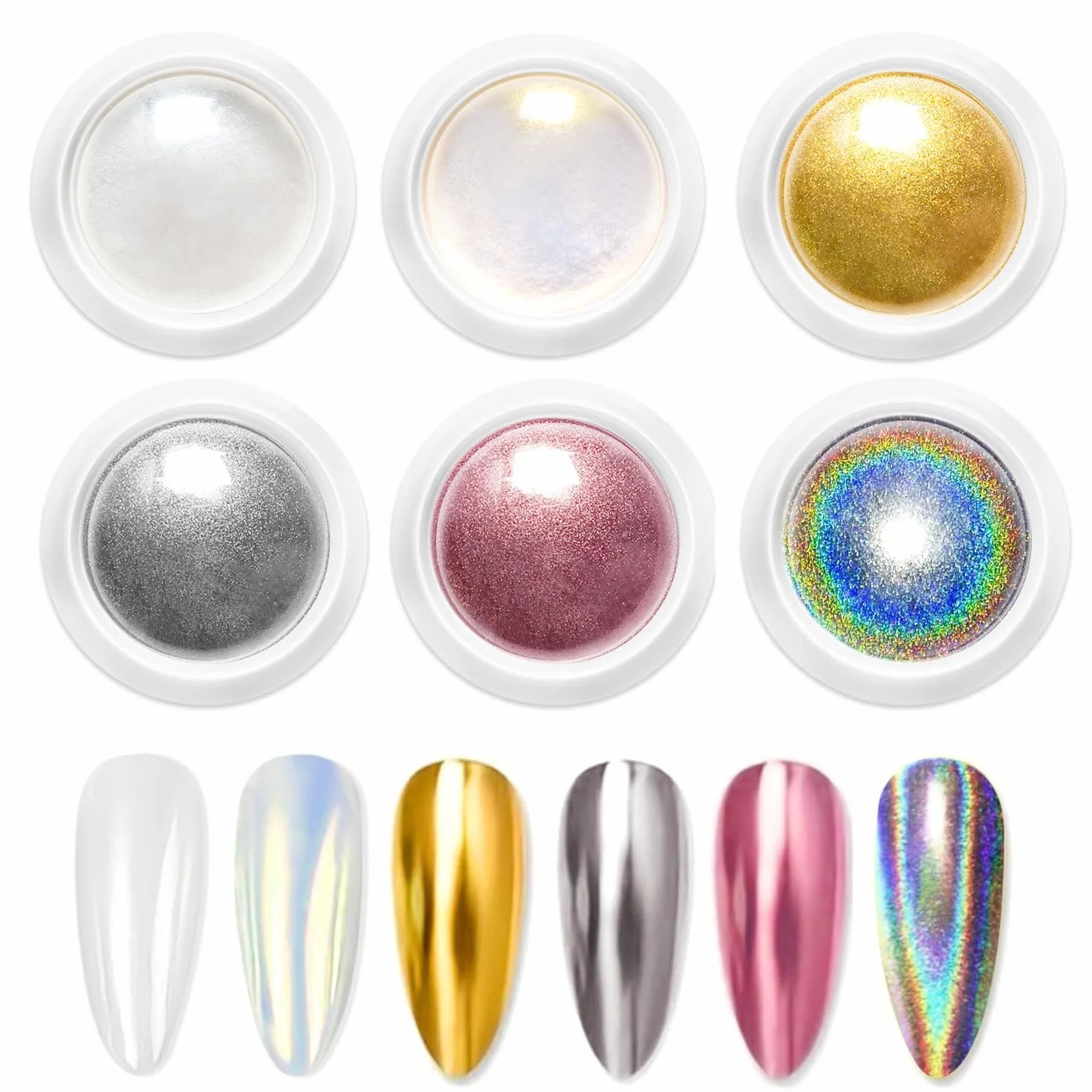 Puder do paznokci, biały perłowy, chromowany pigment do paznokci, glazurowany pączek, puder brokatowy, chromowane paznokcie