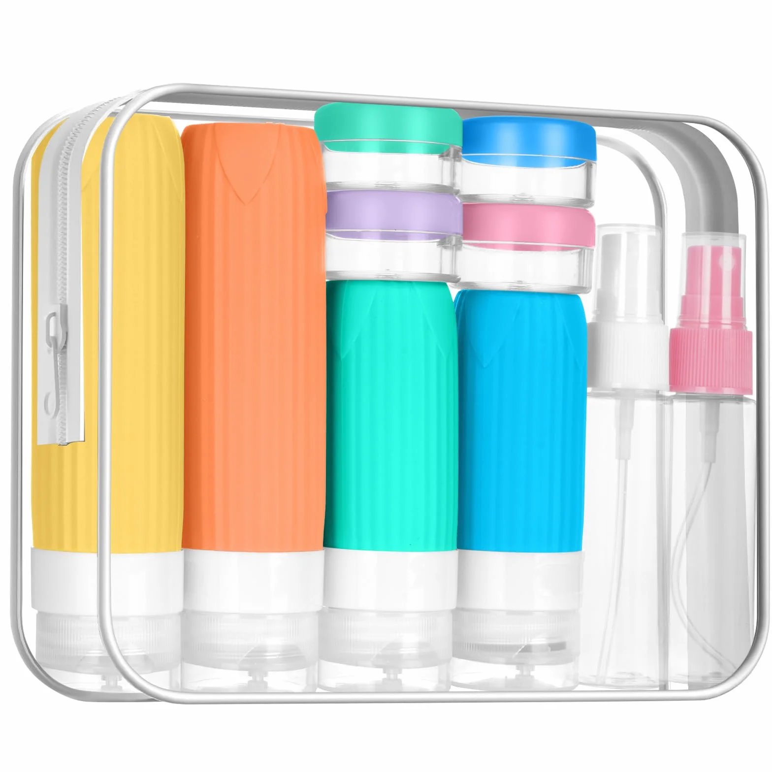 Zestaw butelek podróżnych silikonowych 19 sztuk Travel Essentials pojemnik podróżny szampon balsam kremowe mydło żółty