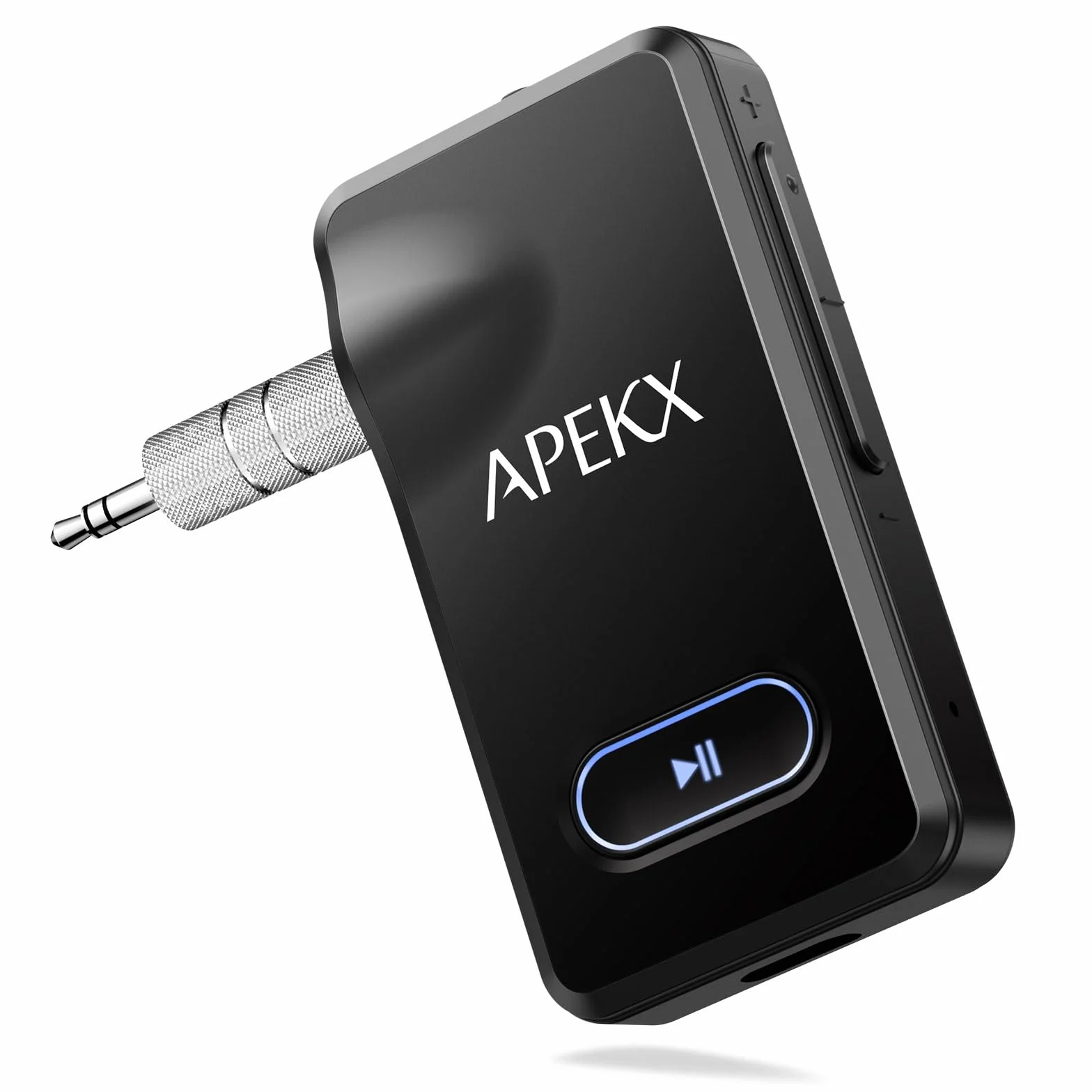 APEKX Adapter samochodowy Bluetooth, bezprzewodowy odbiornik audio Hi-Fi 3,5 mm Aux z 15 godzinami pracy na baterii, do domowego zestawu stereo, przewodowych słuchawek i głośników (czarny)