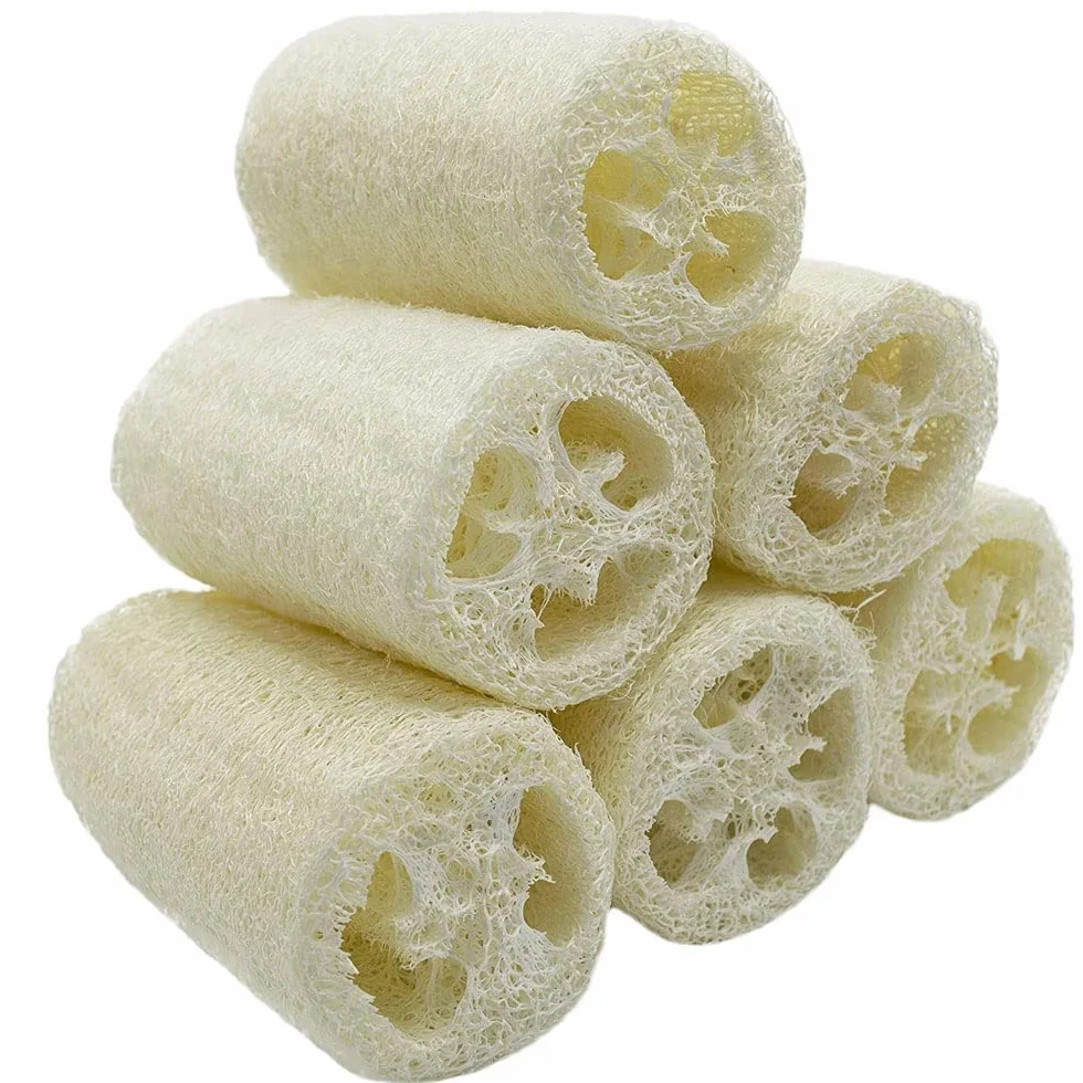 VOARGE Zestaw 6 gąbek do czyszczenia ciała (około 4 cali), naturalna luffa, gąbka do spa