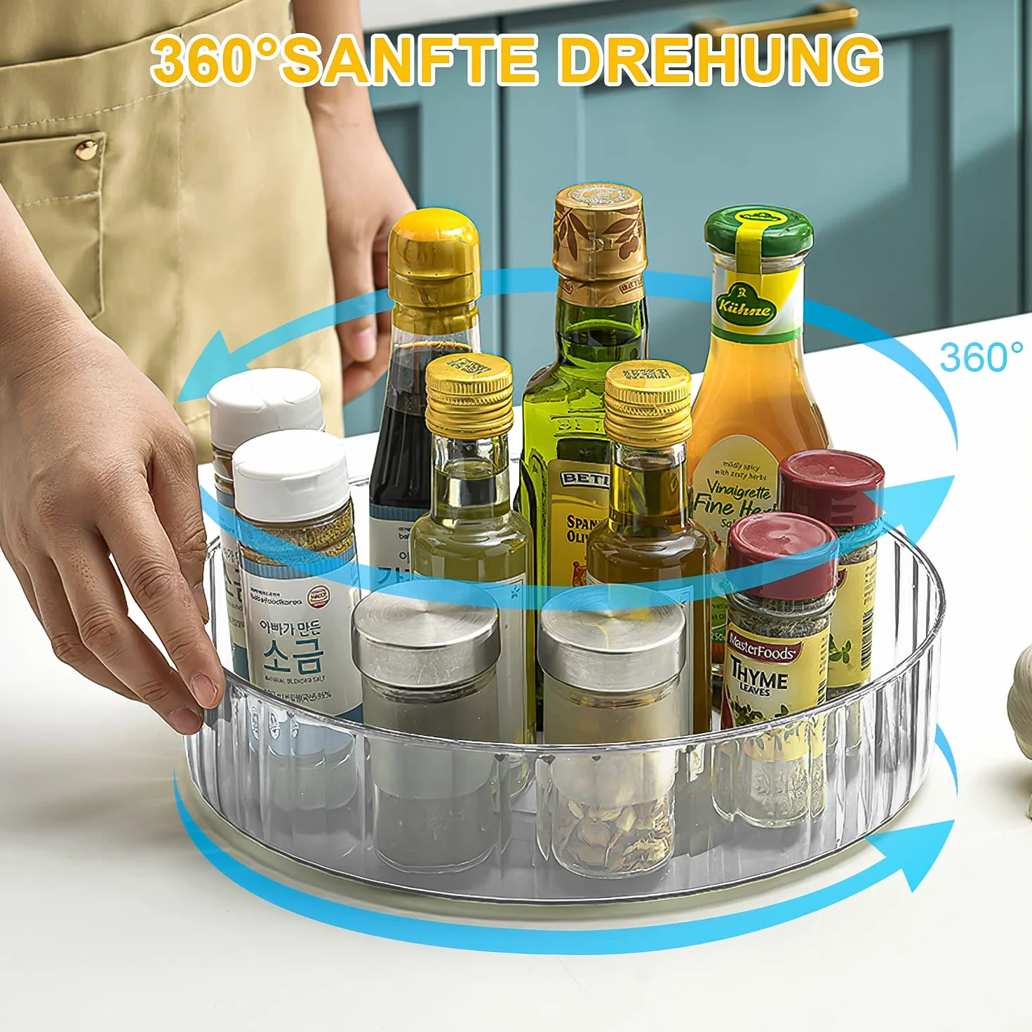 Lazy Susan Organizer kuchenny Obrotowy regał na przyprawy Przeźroczysty 22CM+28CM